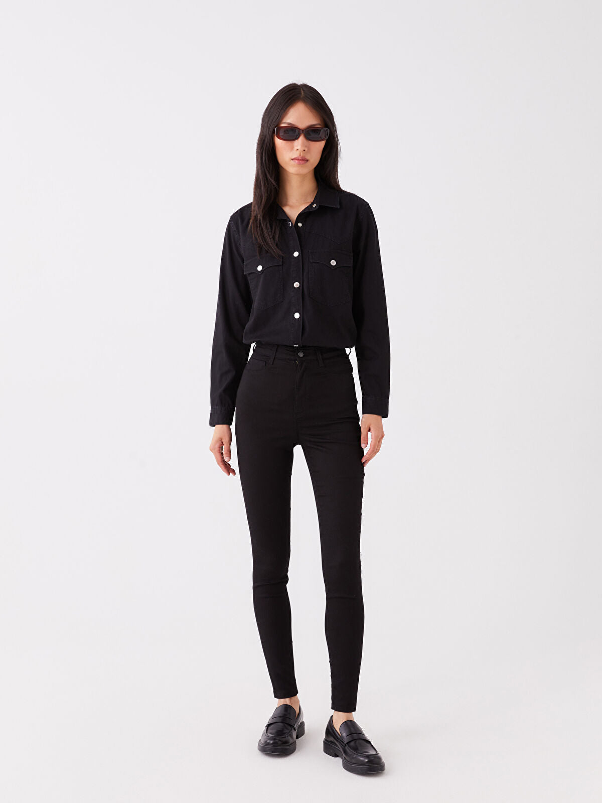 Straight Long Sleeve Women's Jean Top