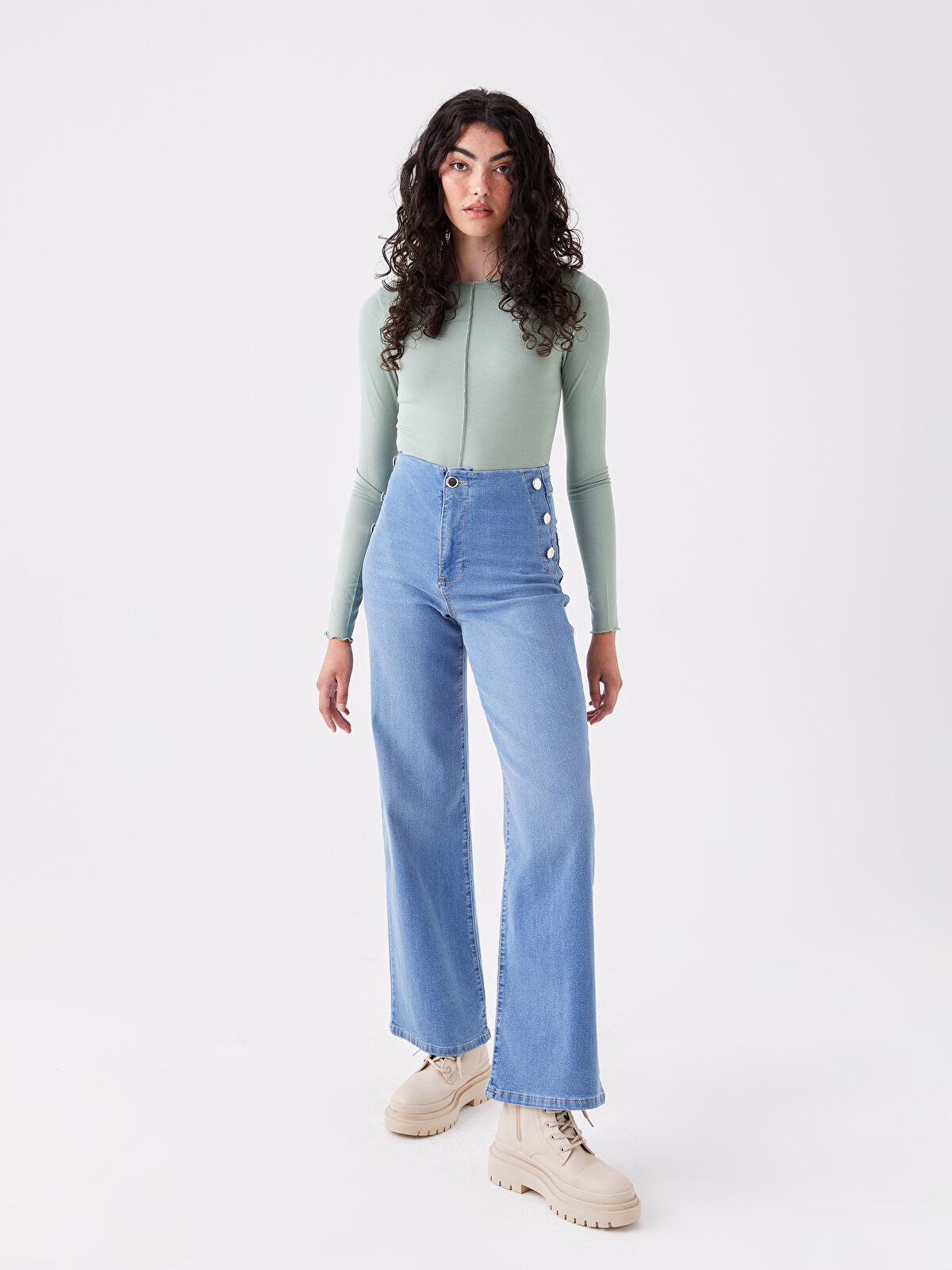 High Waist Wide Leg Women's Jeans Pants