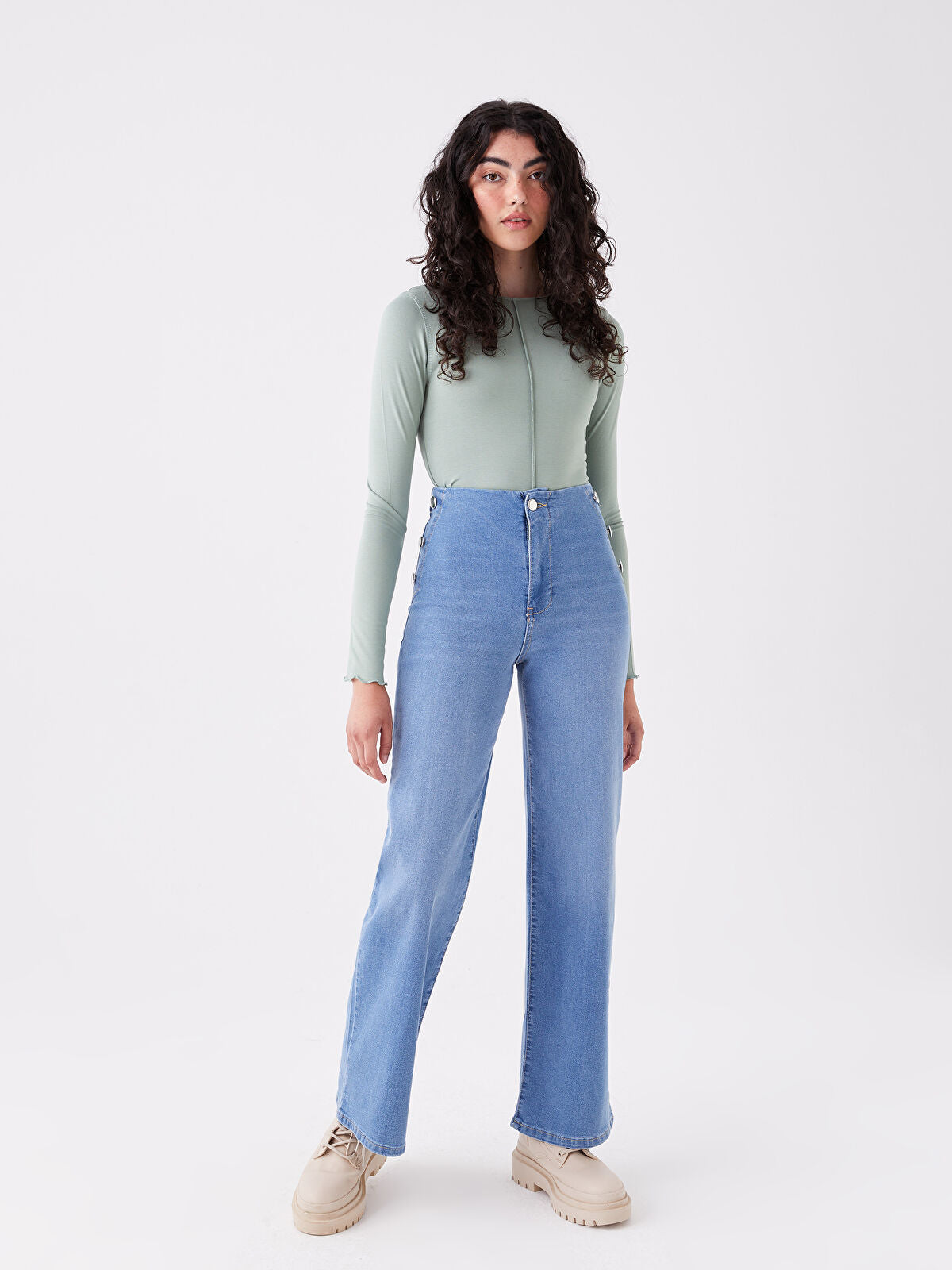 High Waist Wide Leg Women's Jeans Pants