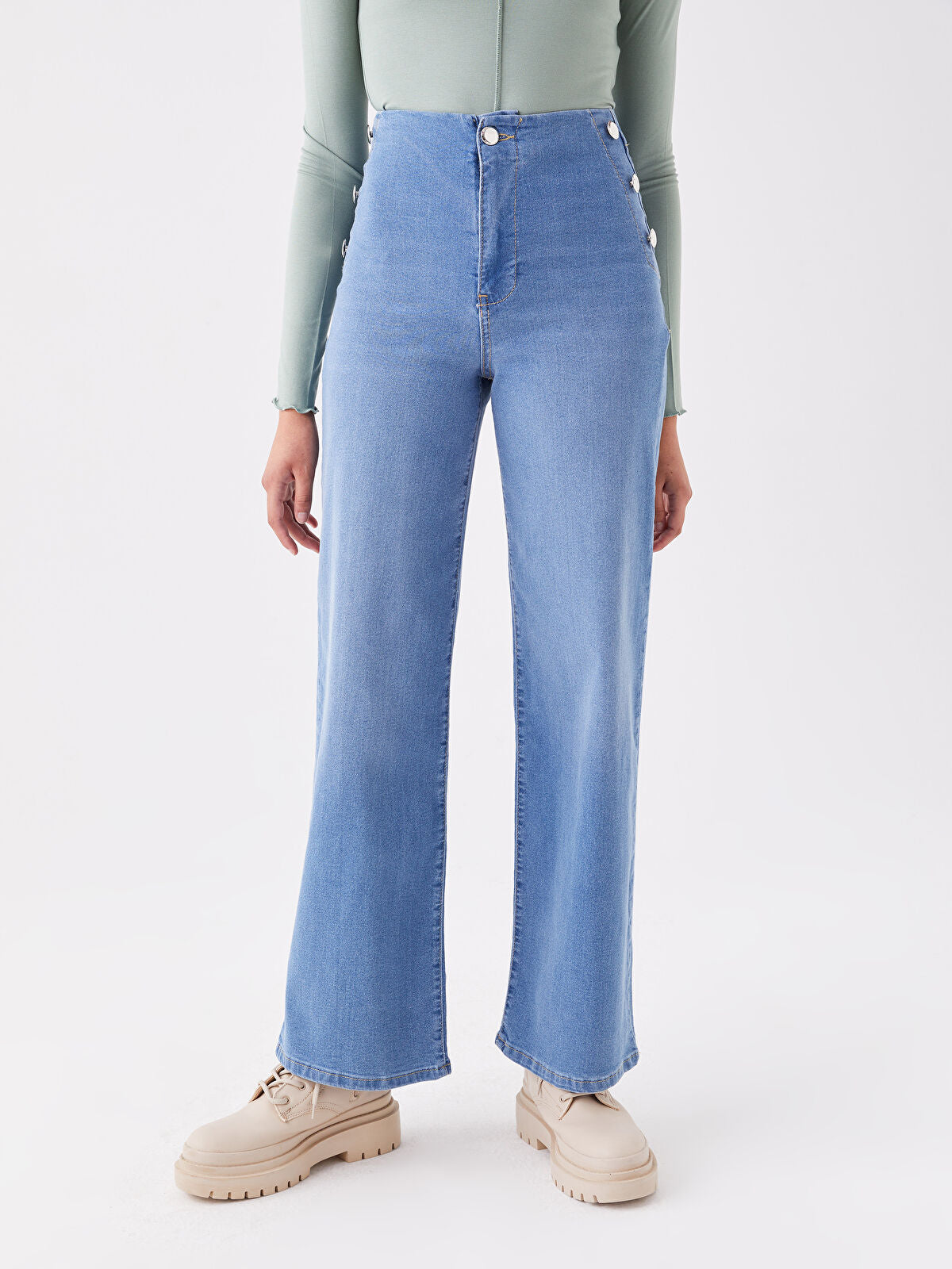 High Waist Wide Leg Women's Jeans Pants