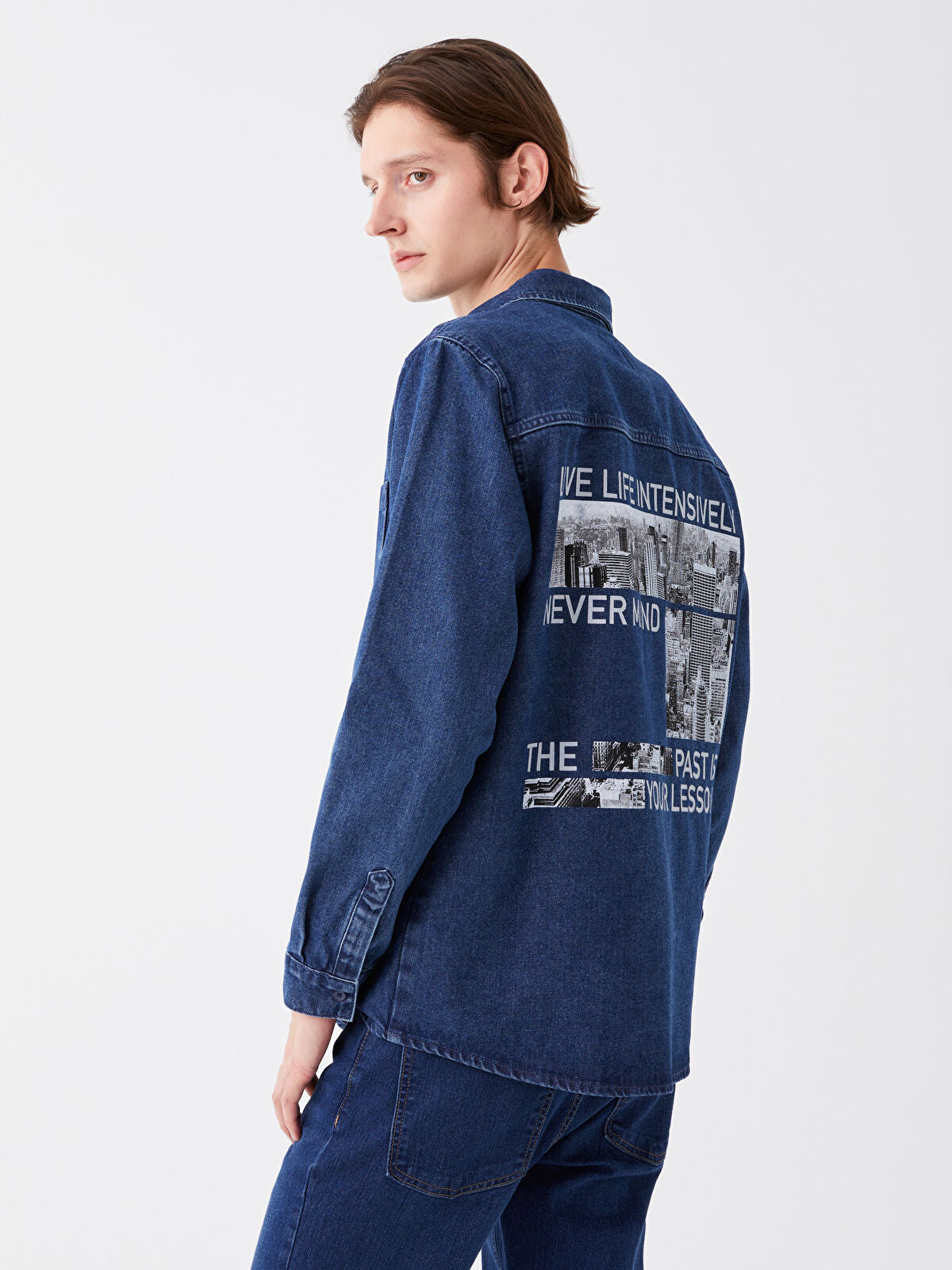 Regular Fit Long Sleeve Men's Jeans T-shirt