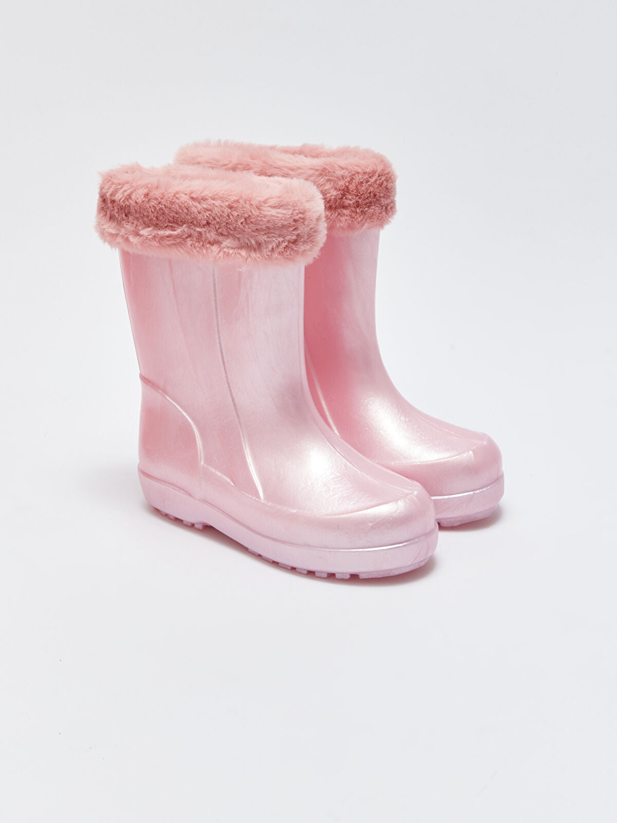 Shiny Appearance Beige Girls' Kids Rain Boot