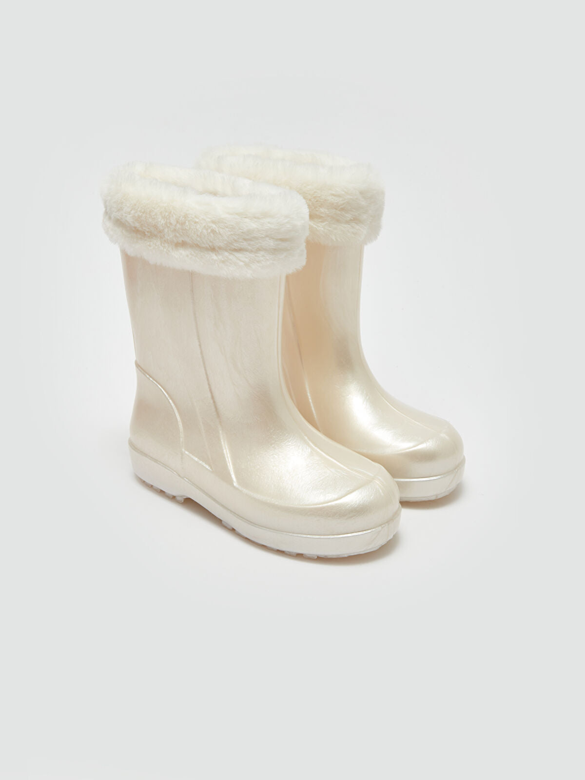 Shiny Appearance Beige Girls' Kids Rain Boot