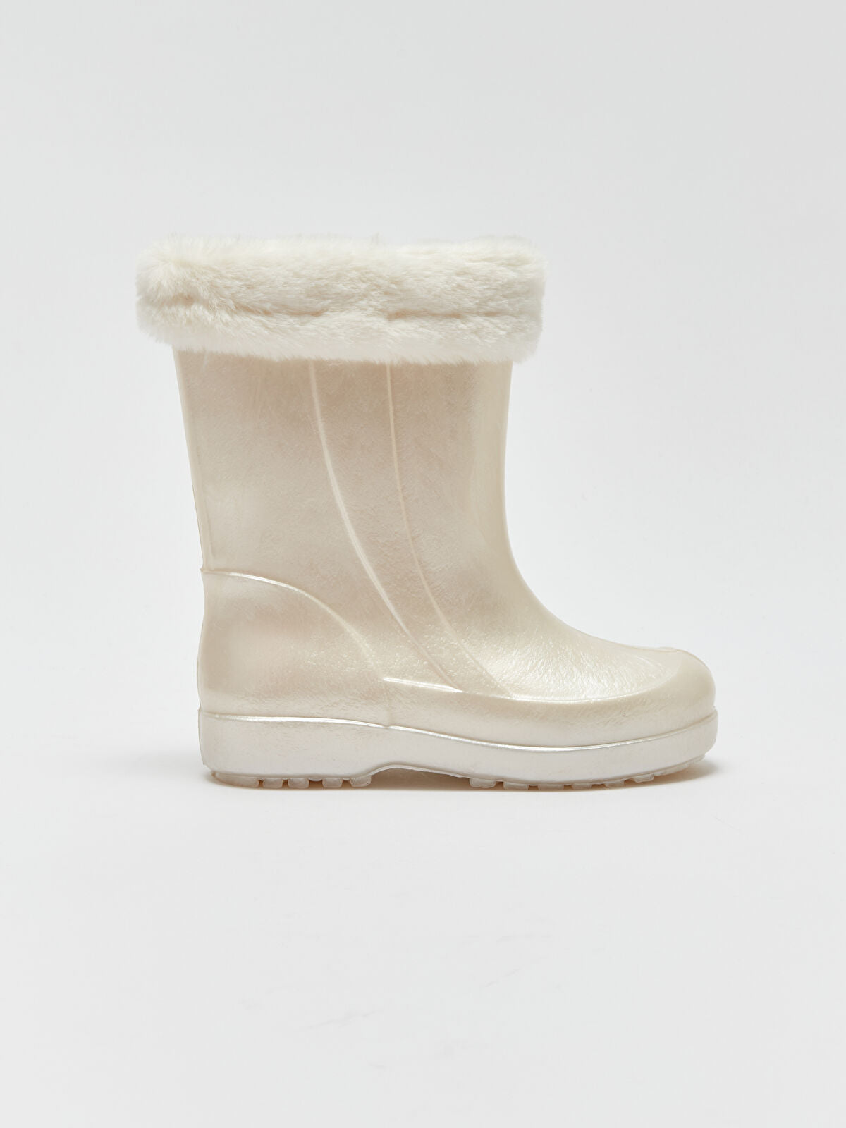 Shiny Appearance Beige Girls' Kids Rain Boot
