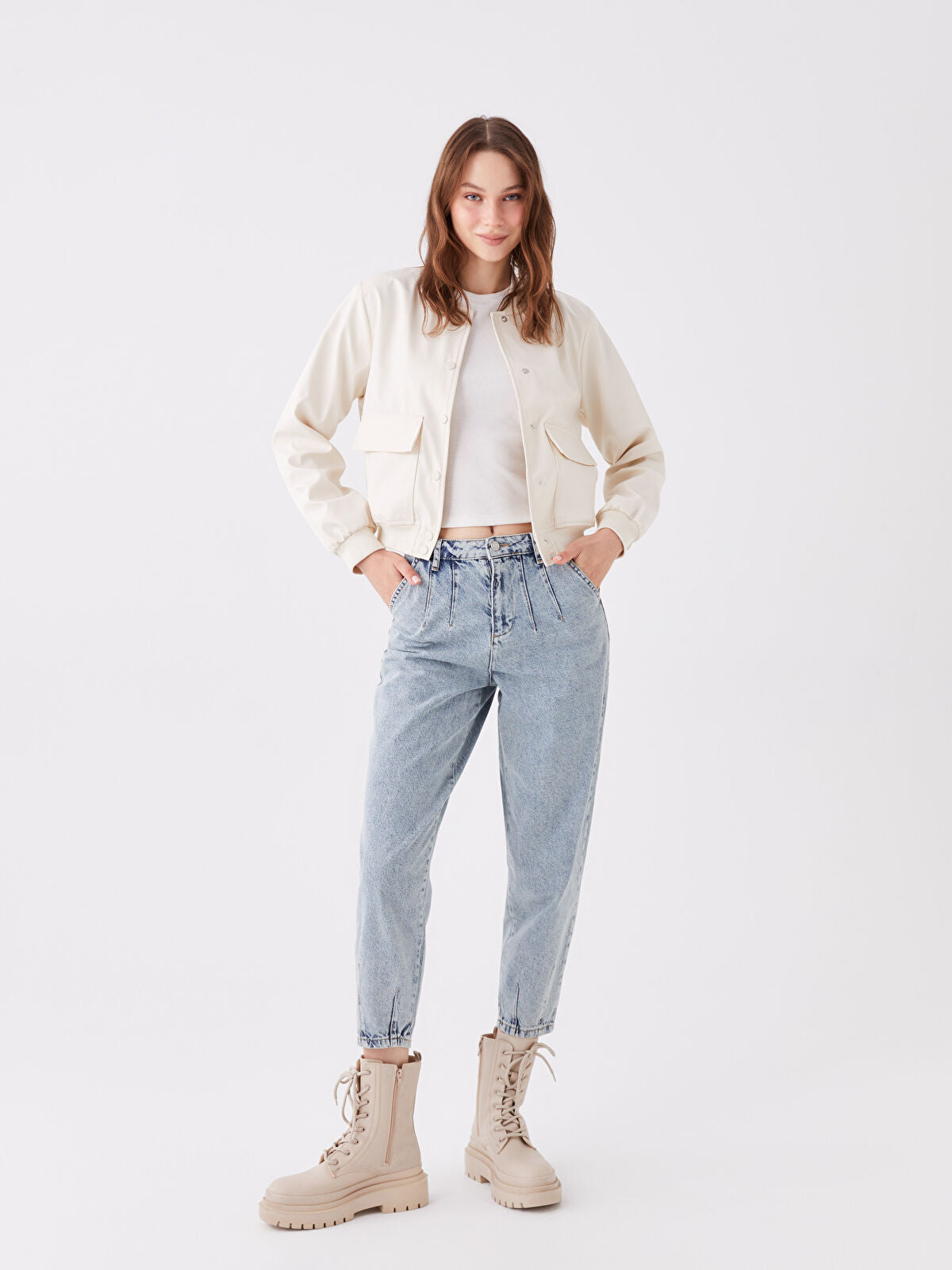 High Waist Balloon Fit Women's Jeans Pants