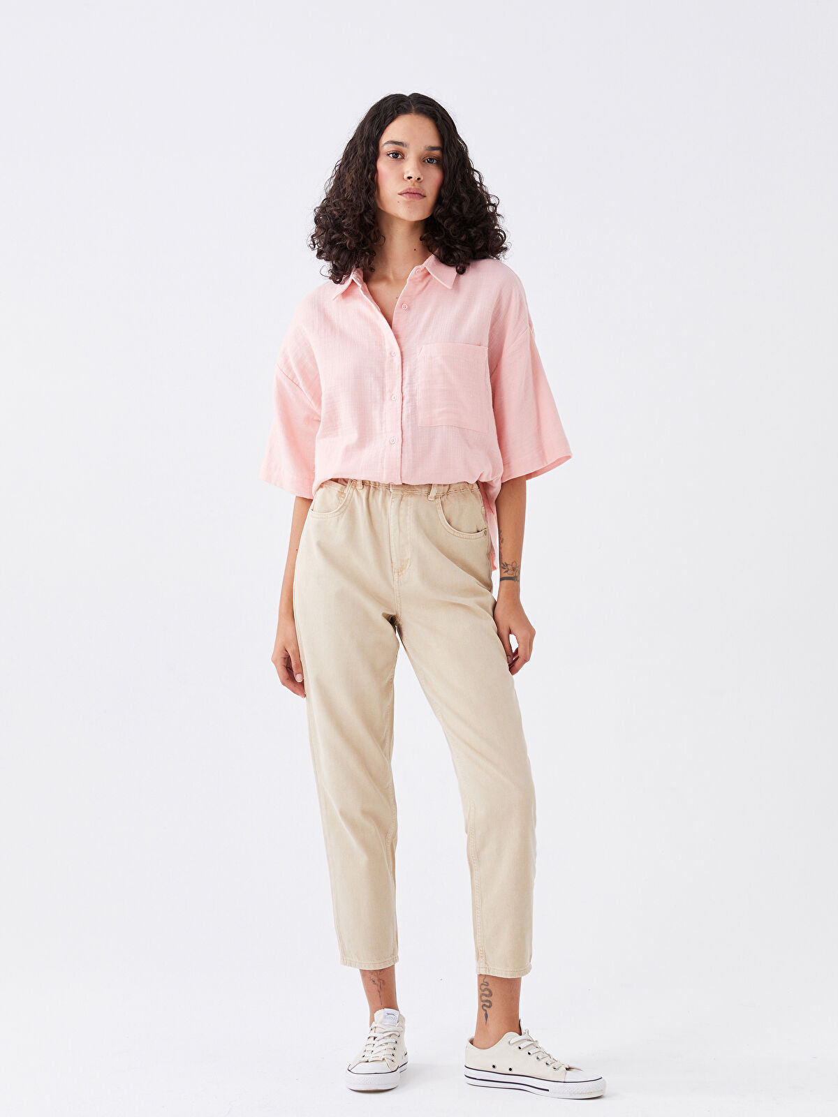 Olive Green Waist Elastic Slouchy Fit Women's Denim Jean Pants