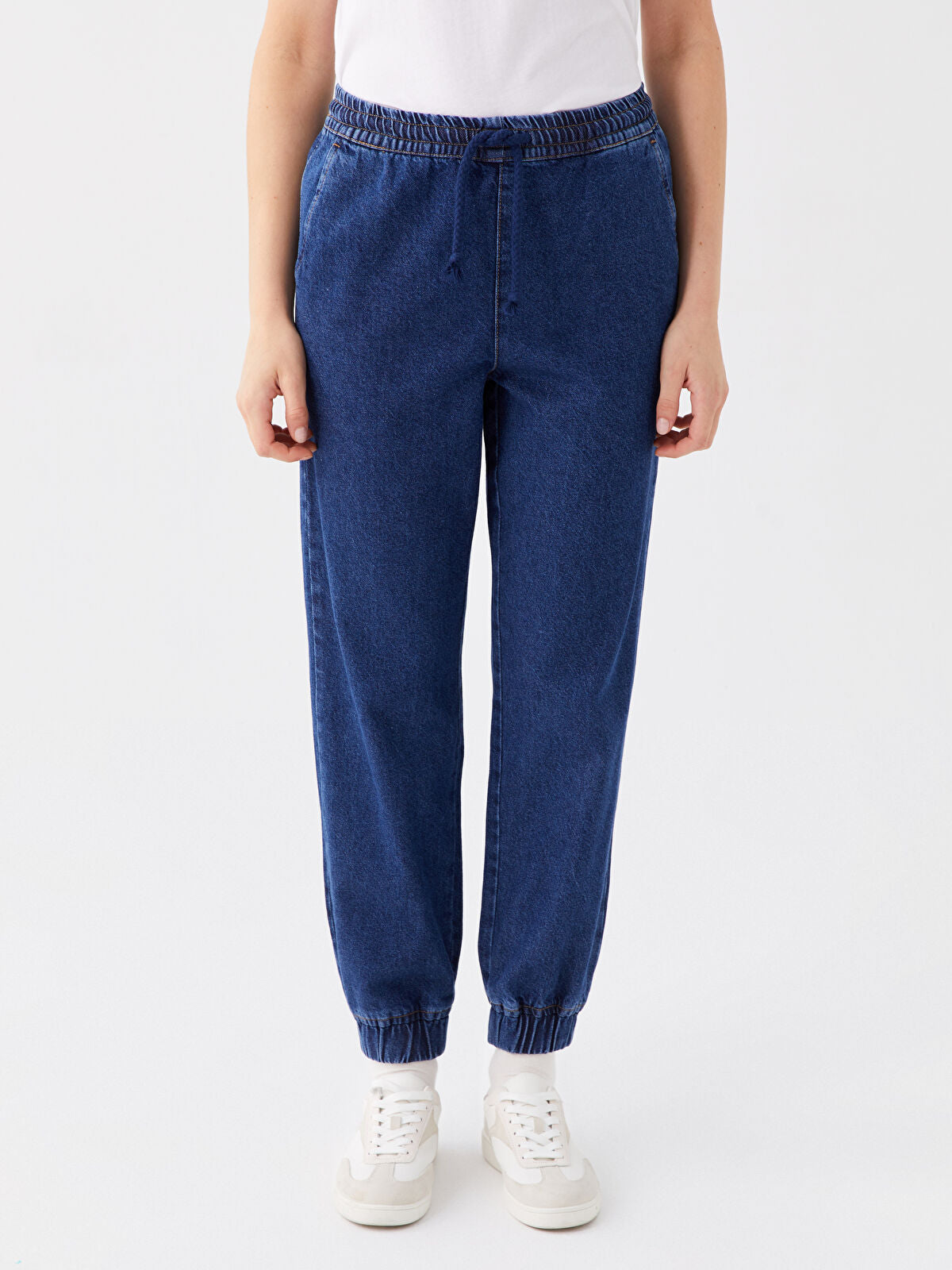 Elastic Waist Women's Denim Jogger Pants