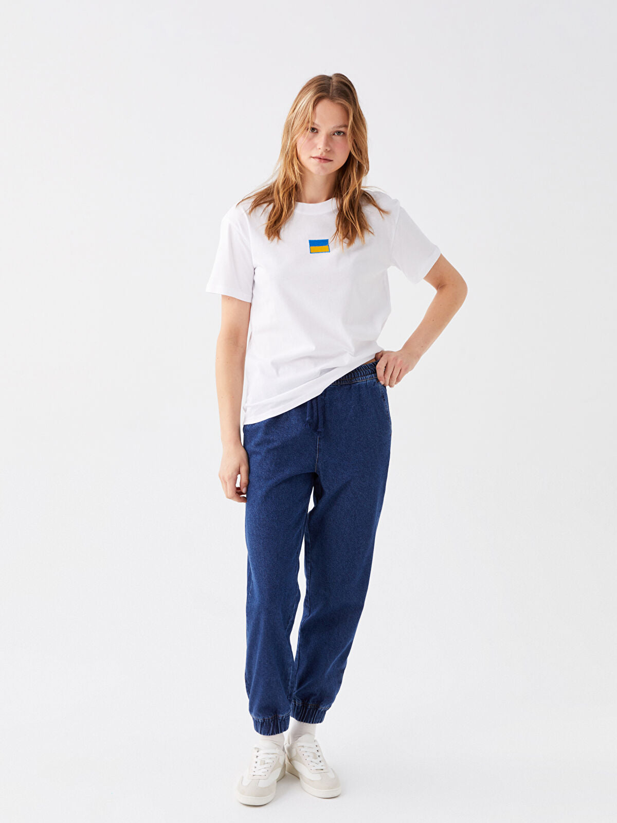 Elastic Waist Women's Denim Jogger Pants