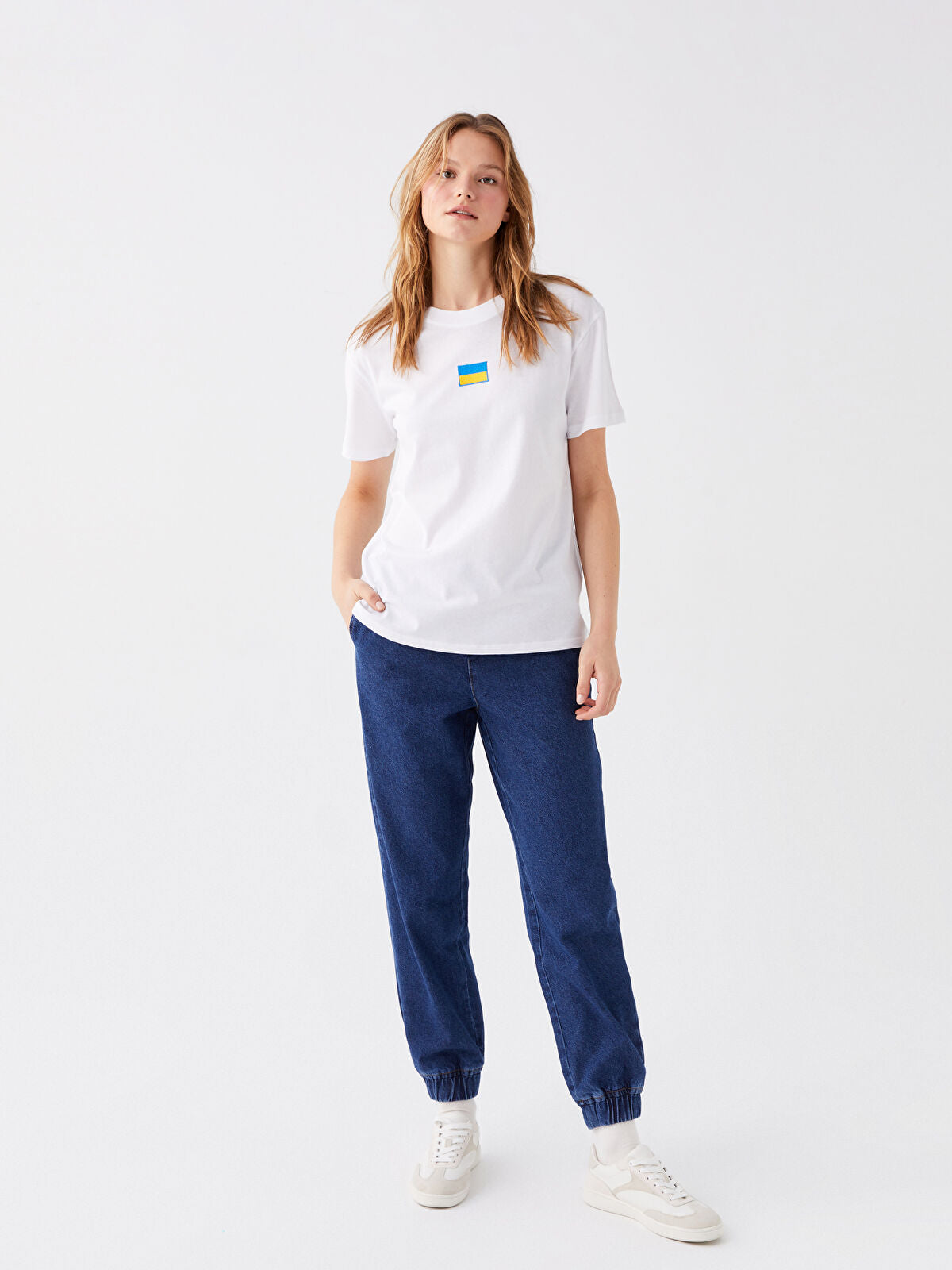Elastic Waist Women's Denim Jogger Pants