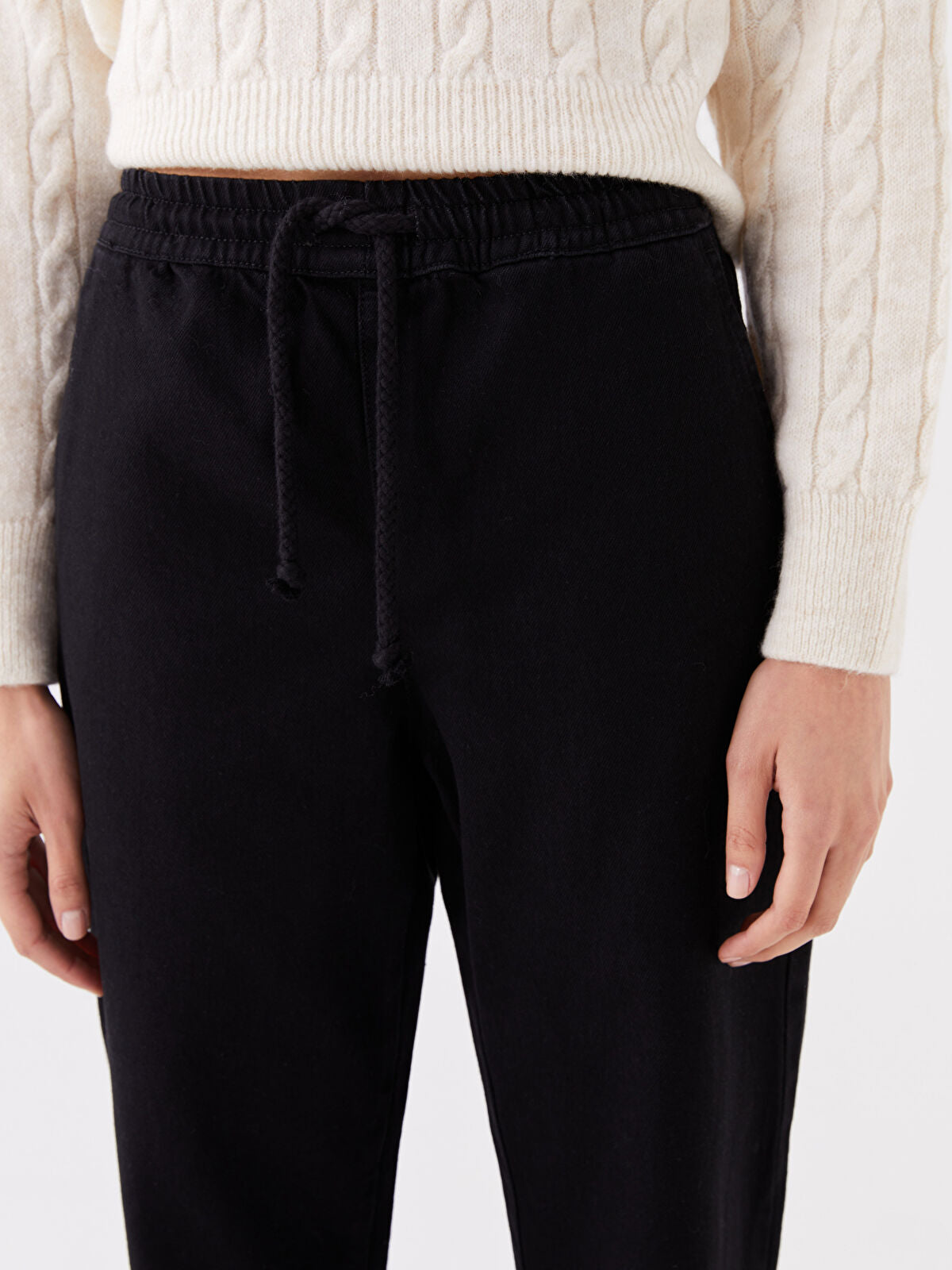 Elastic Waist Women's Denim Jogger Pants