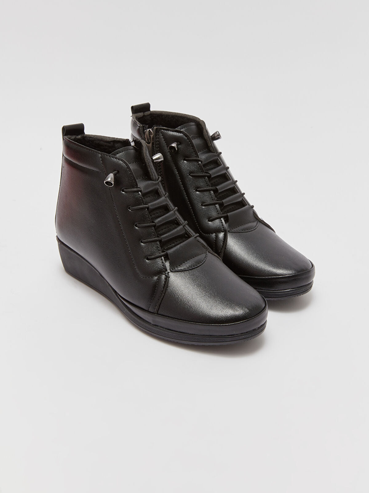 Ankle Strap Leather Look Woman Boot
