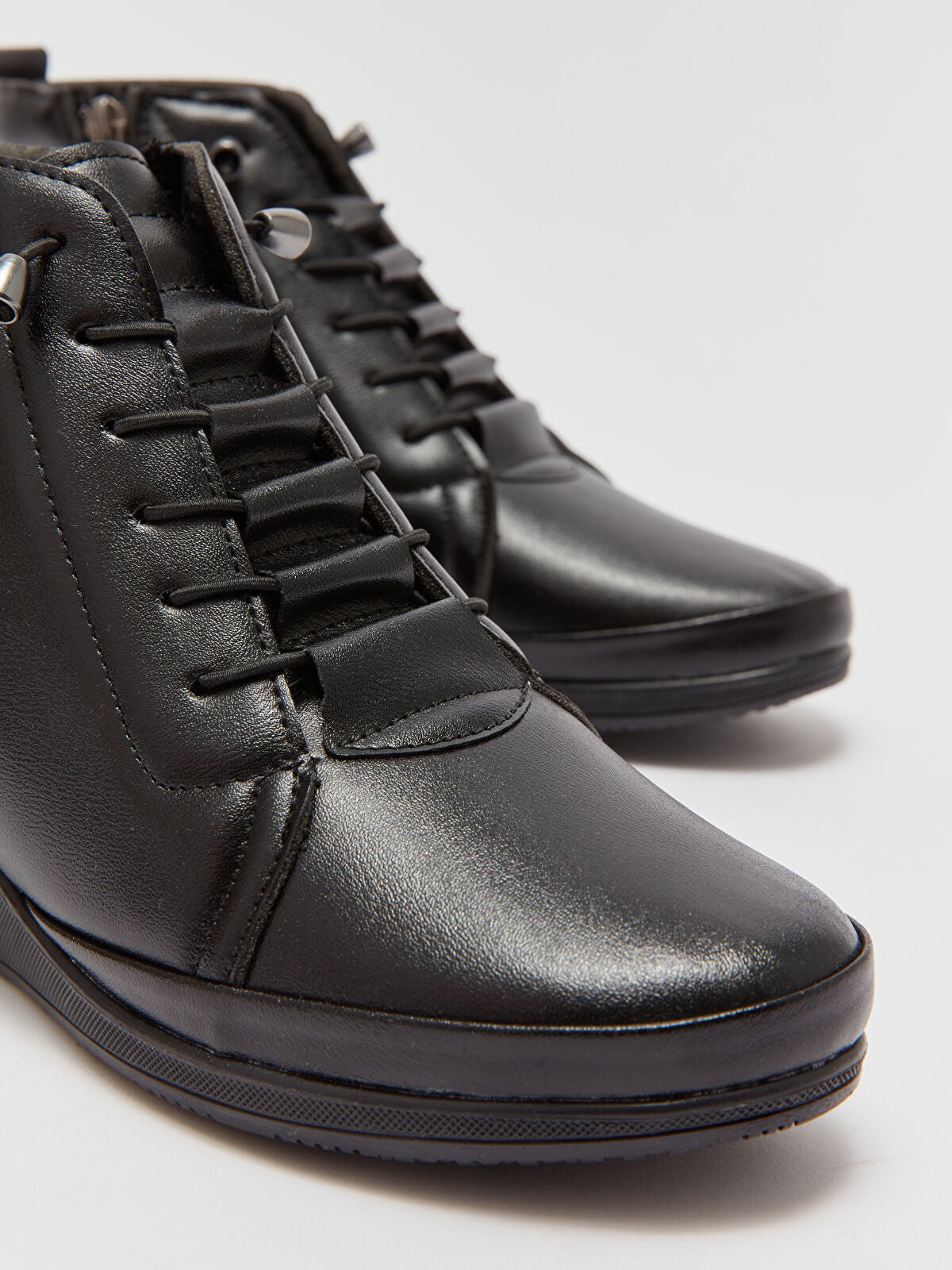 Ankle Strap Leather Look Woman Boot