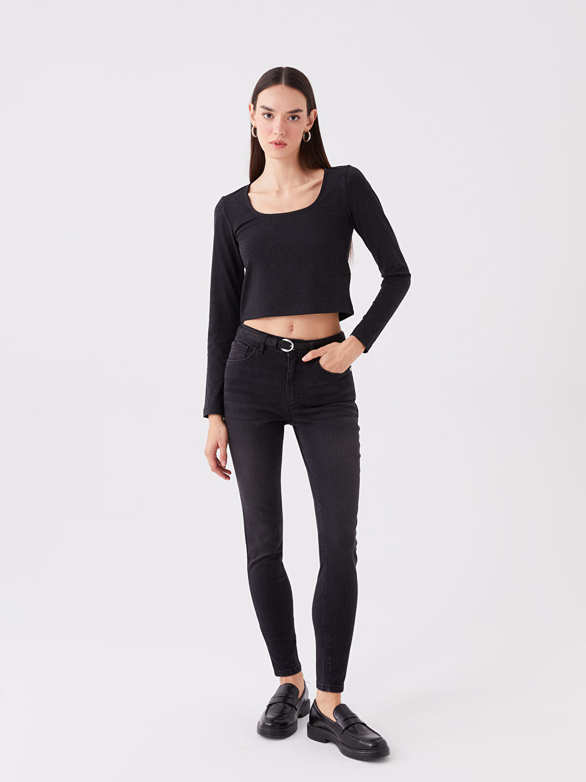 Mercury Belted Skinny Fit Women's Jeans Pants