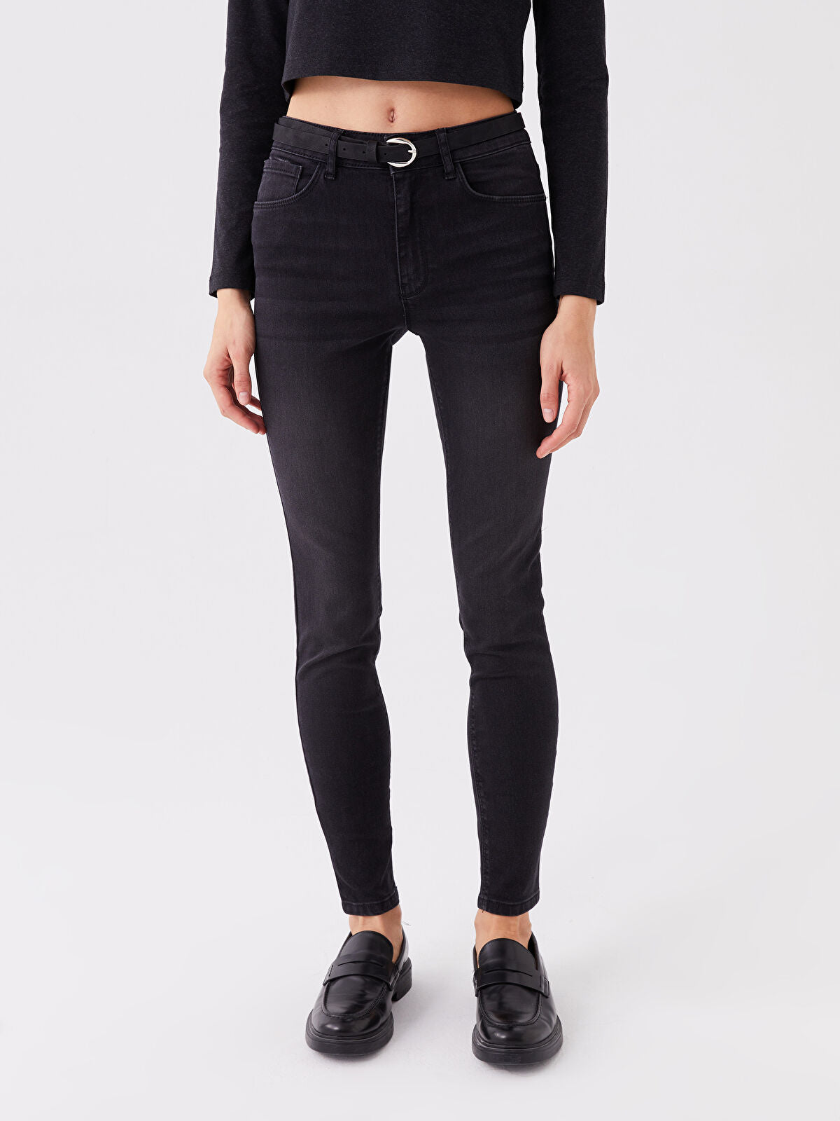 Mercury Belted Skinny Fit Women's Jeans Pants