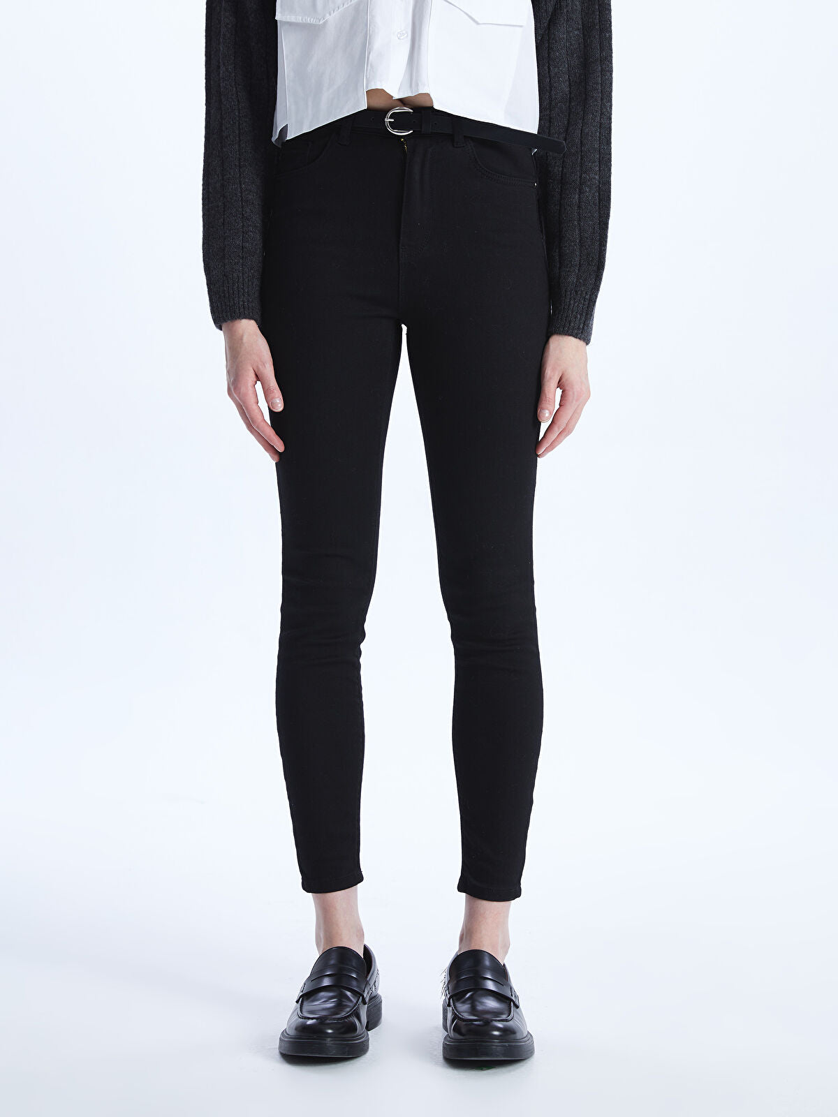 Jupiter Super Skinny Fit Women's Belt Waist Denim Pantalon
