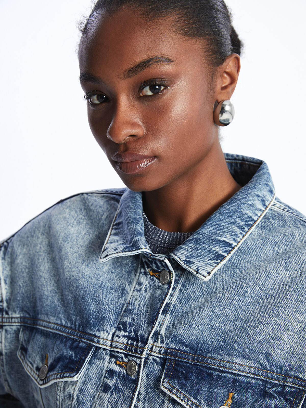 Blouse Collar Oversize Women’s Jeans Jacket
