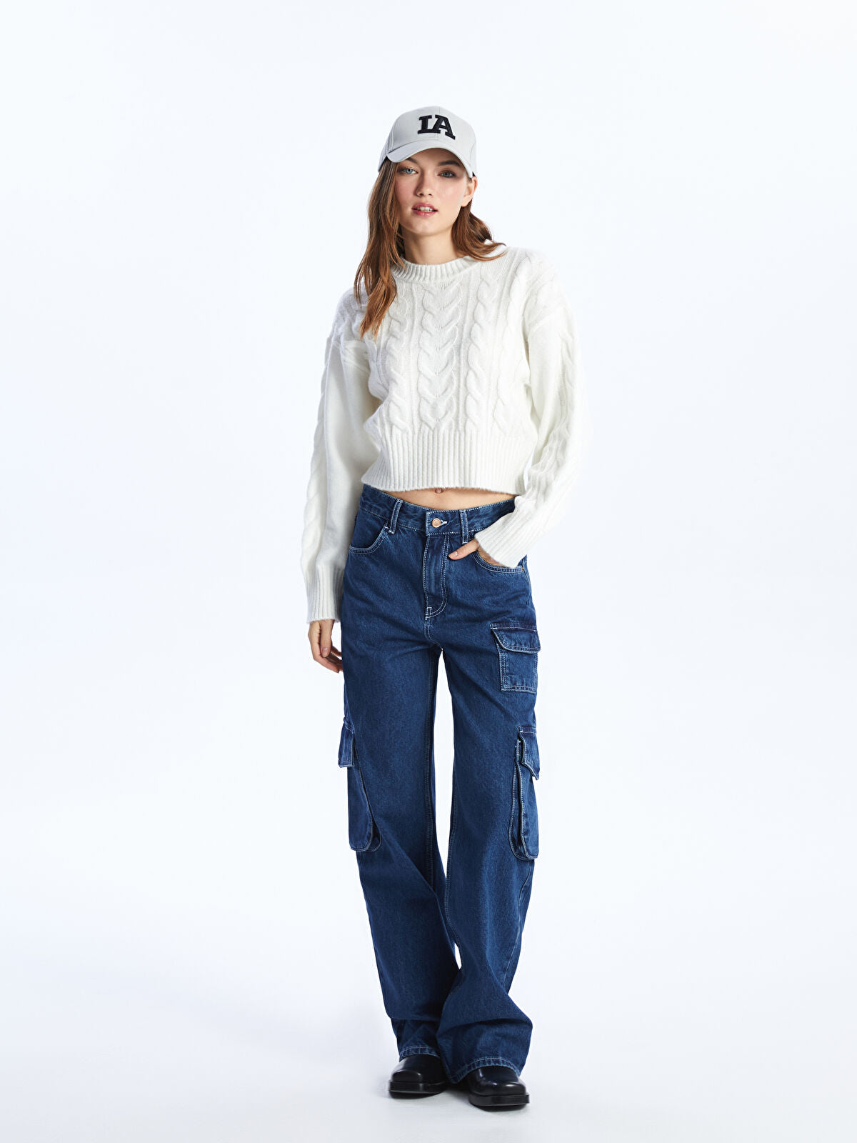 Wide Leg Women's Cargo Jeans Pants