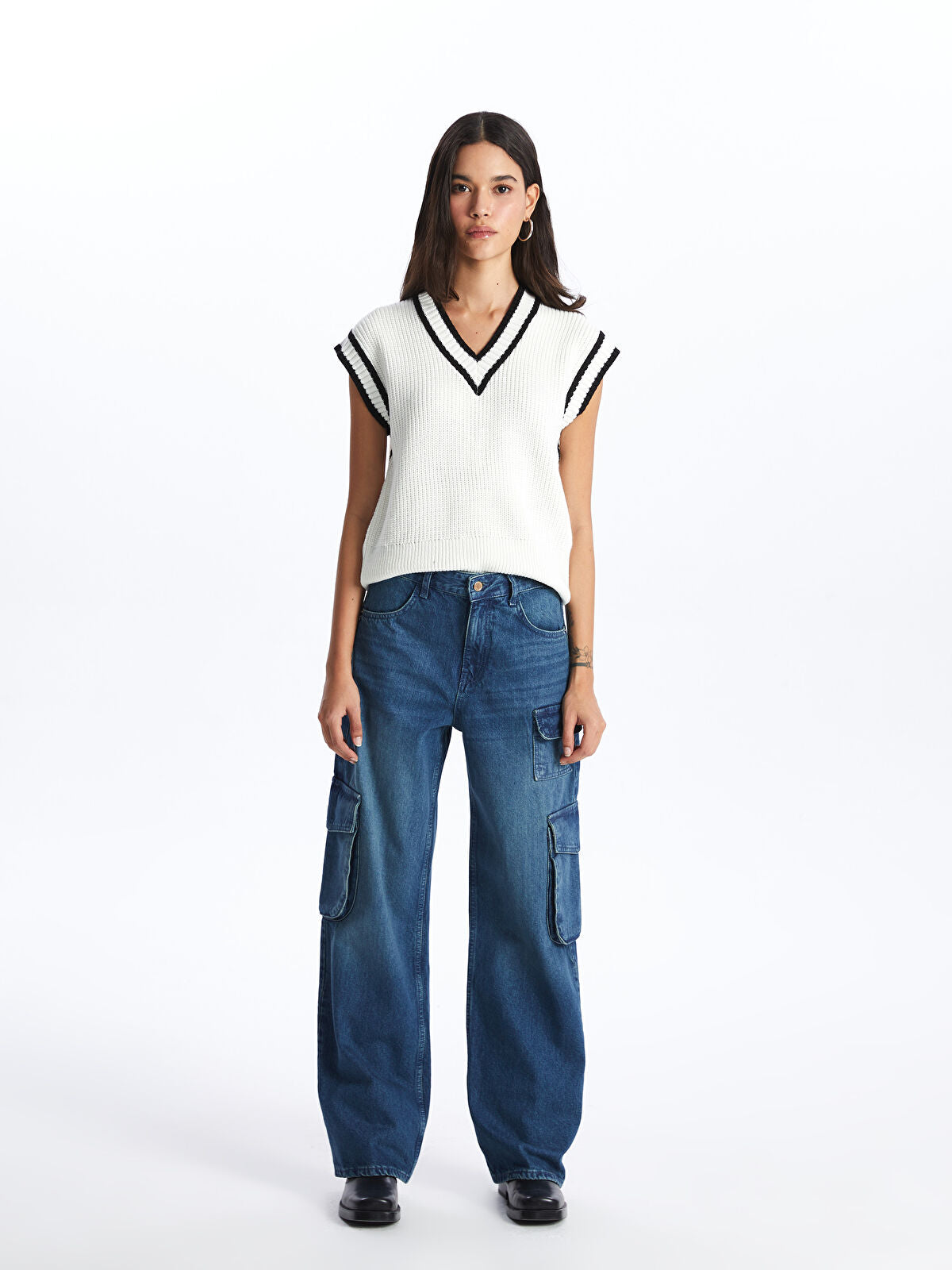Wide Leg Women's Cargo Jeans Pants
