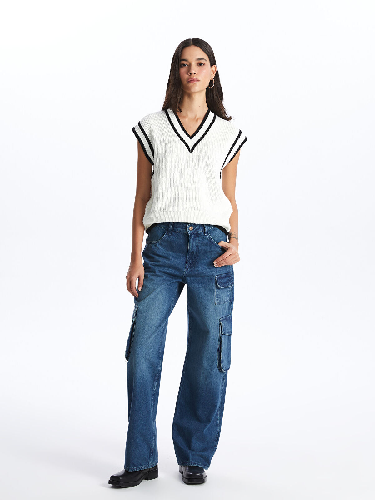 Wide Leg Women's Cargo Jeans Pants