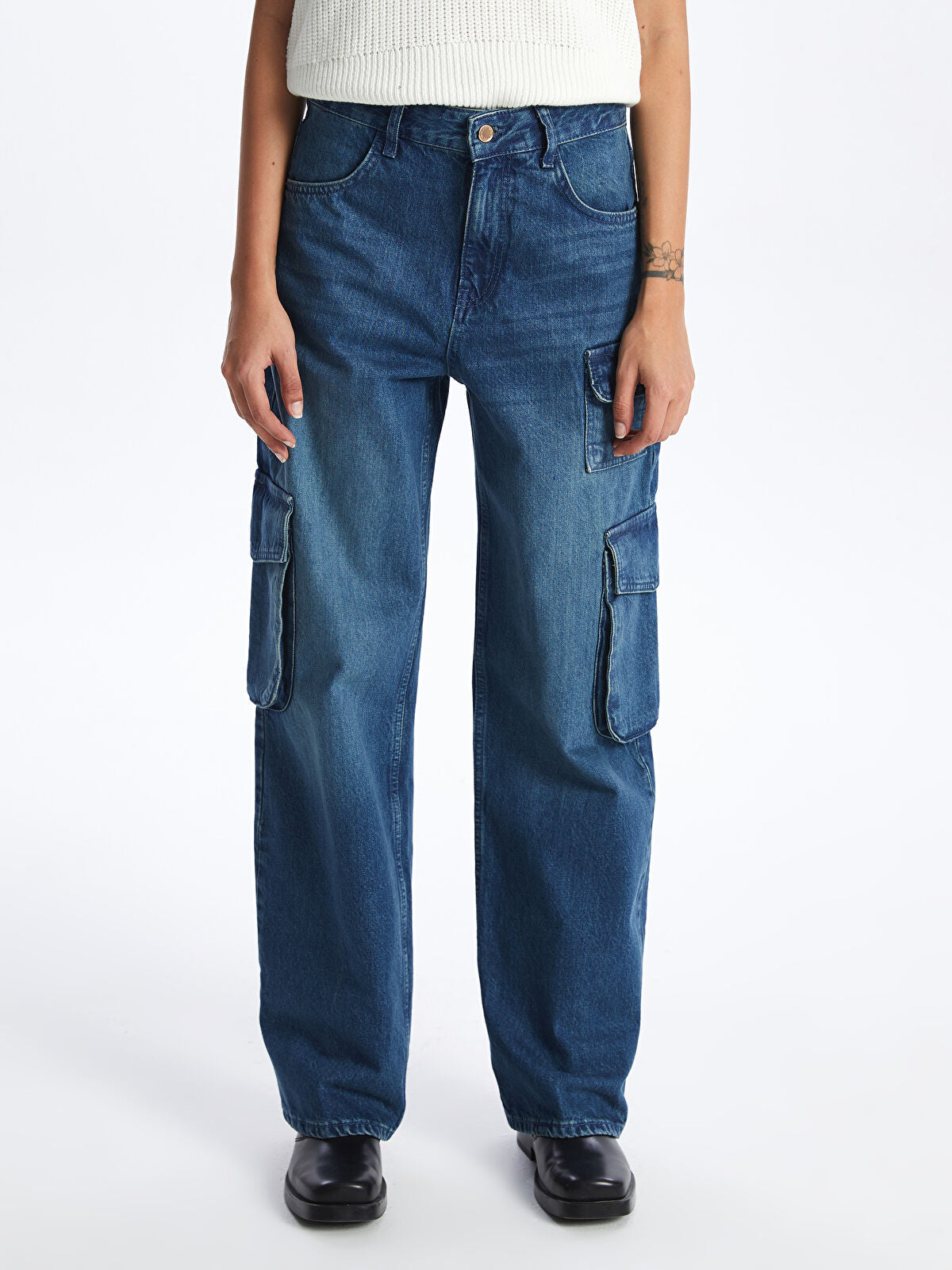 Wide Leg Women's Cargo Jeans Pants