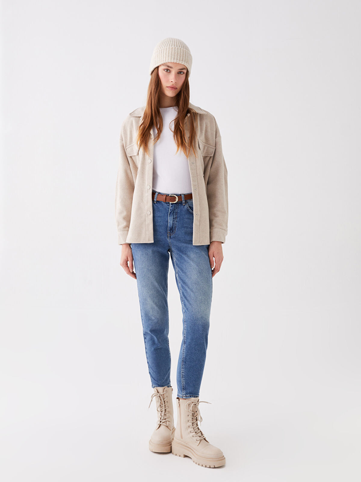 Belted Mom Fit Women's Jeans Pants