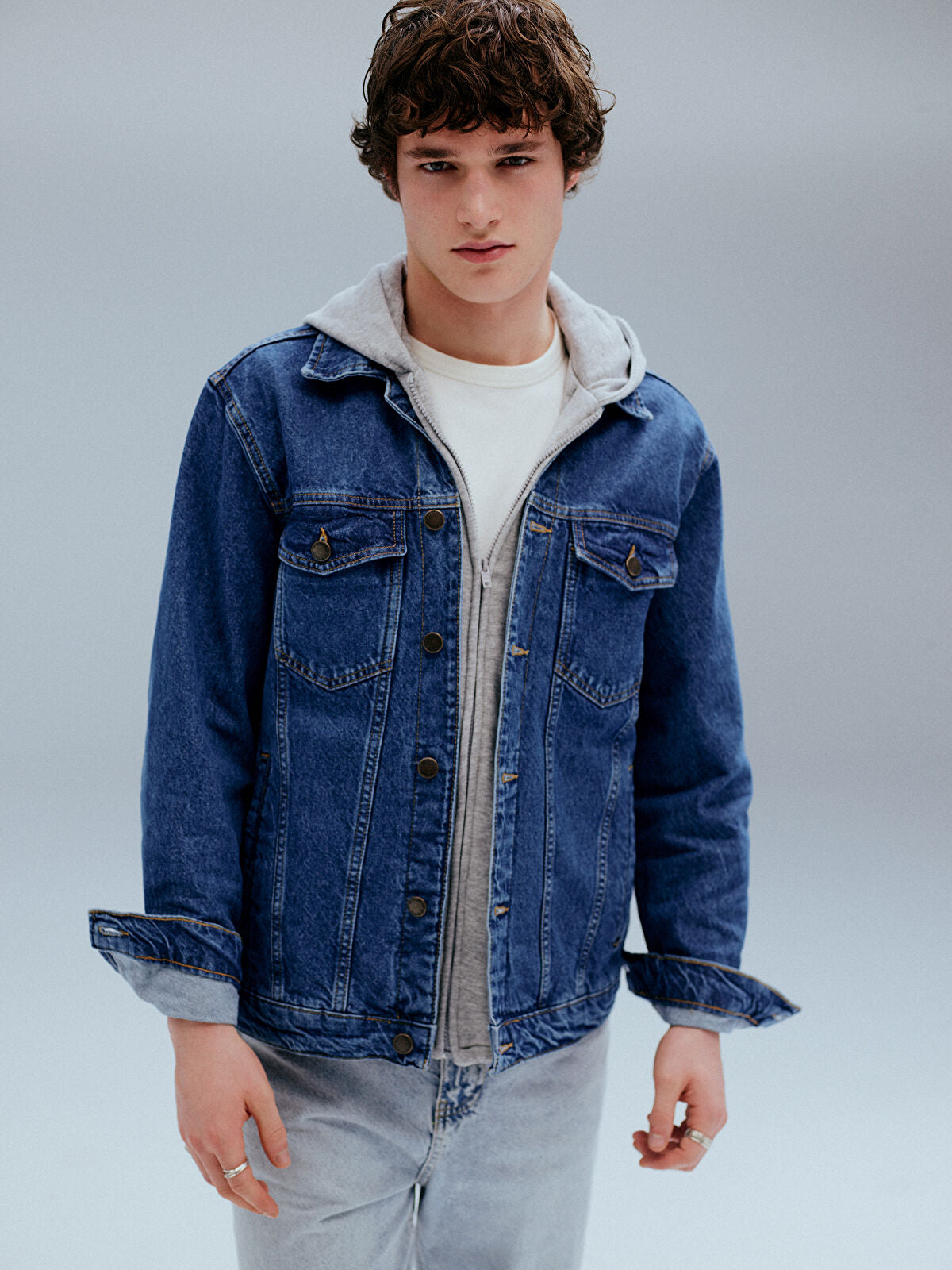 Standard Fit Hooded Men's Jeans Jacket