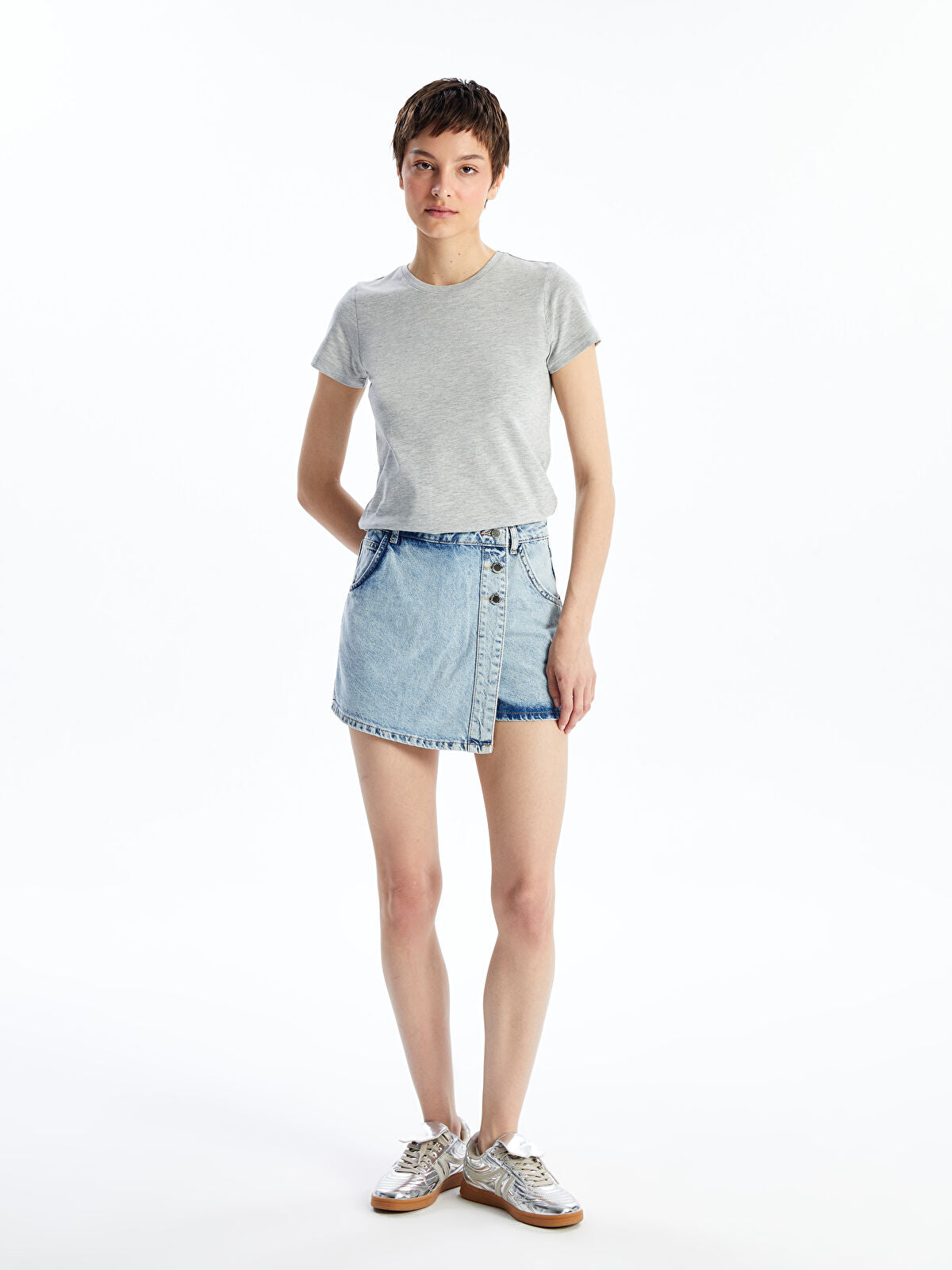 Women Standard Fit Straight Jeans Shorts Skirt