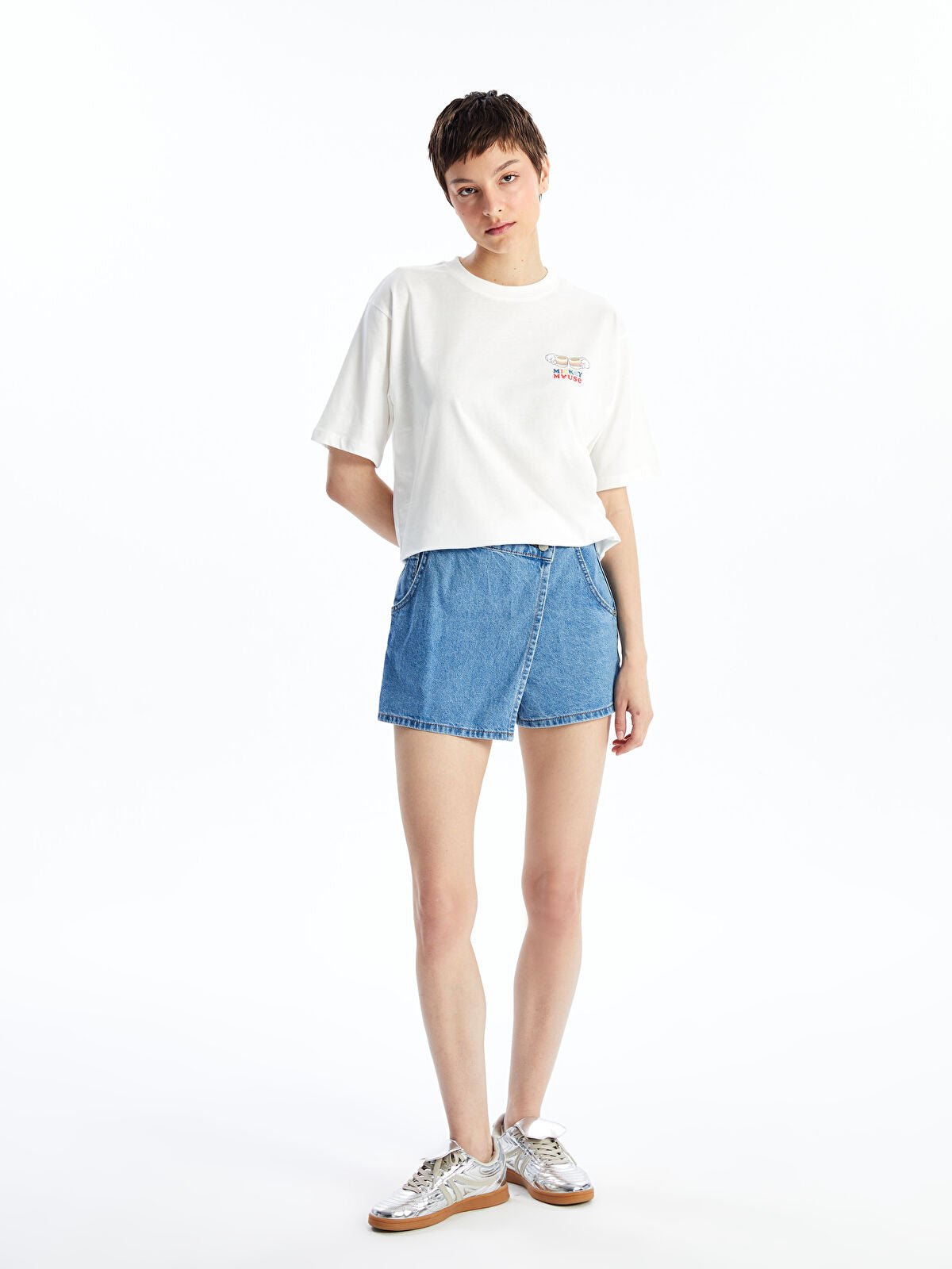 Women's Standard Fit Straight Jeans Shorts Skirt