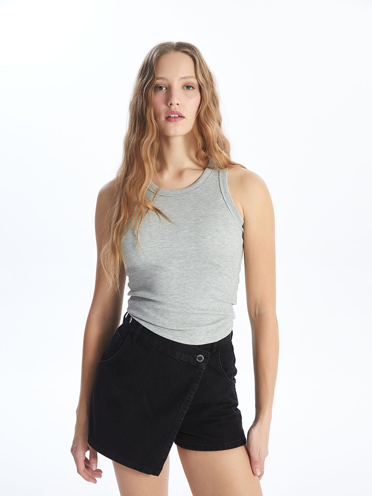 Women Standard Fit Straight Jeans Shorts Skirt