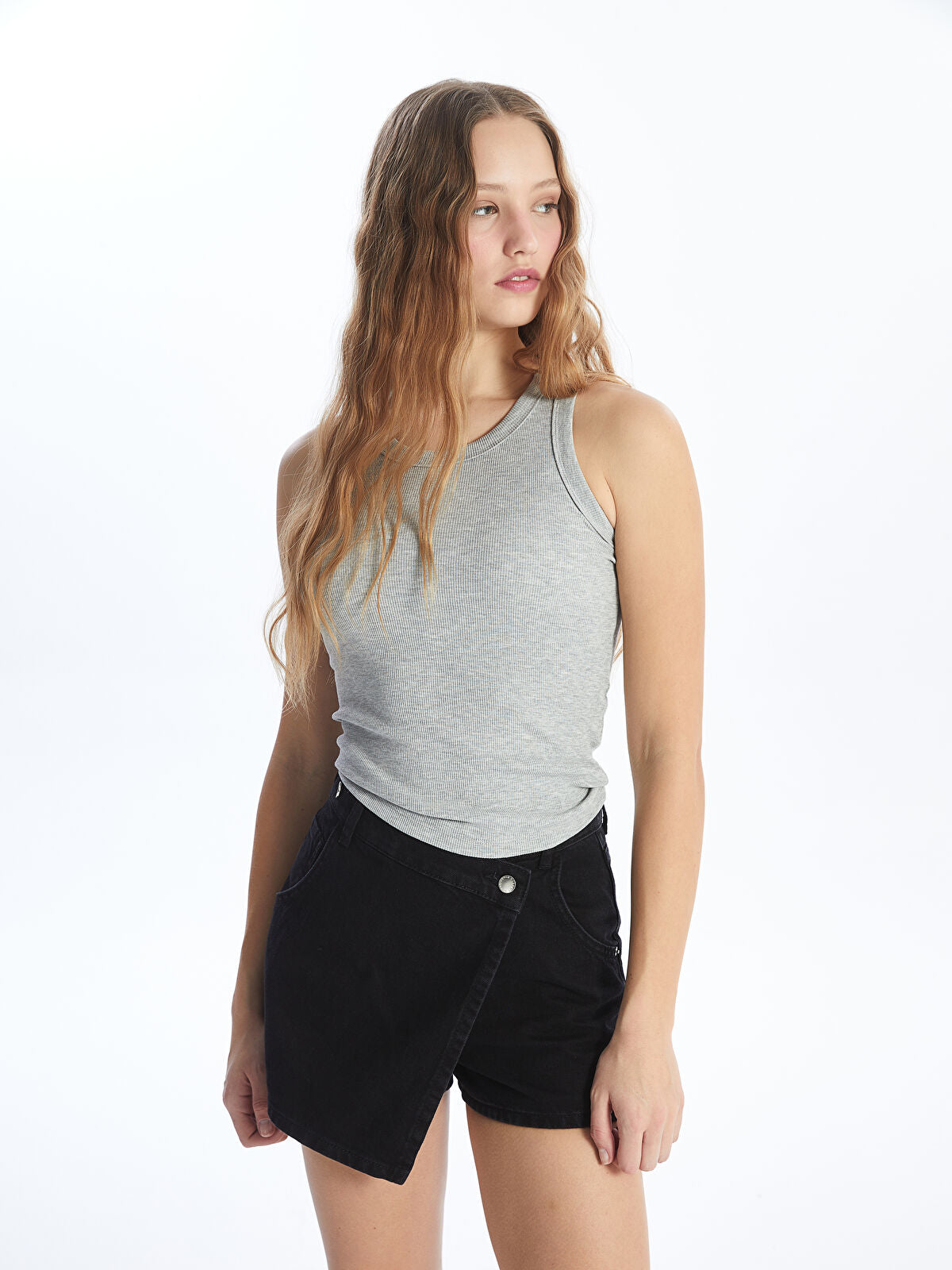 Women Standard Fit Straight Jeans Shorts Skirt