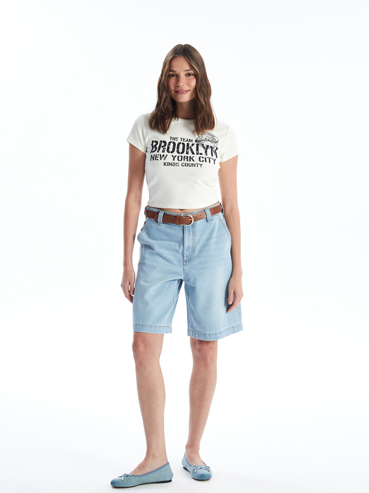 Embroidered Belted Women's Jean Short