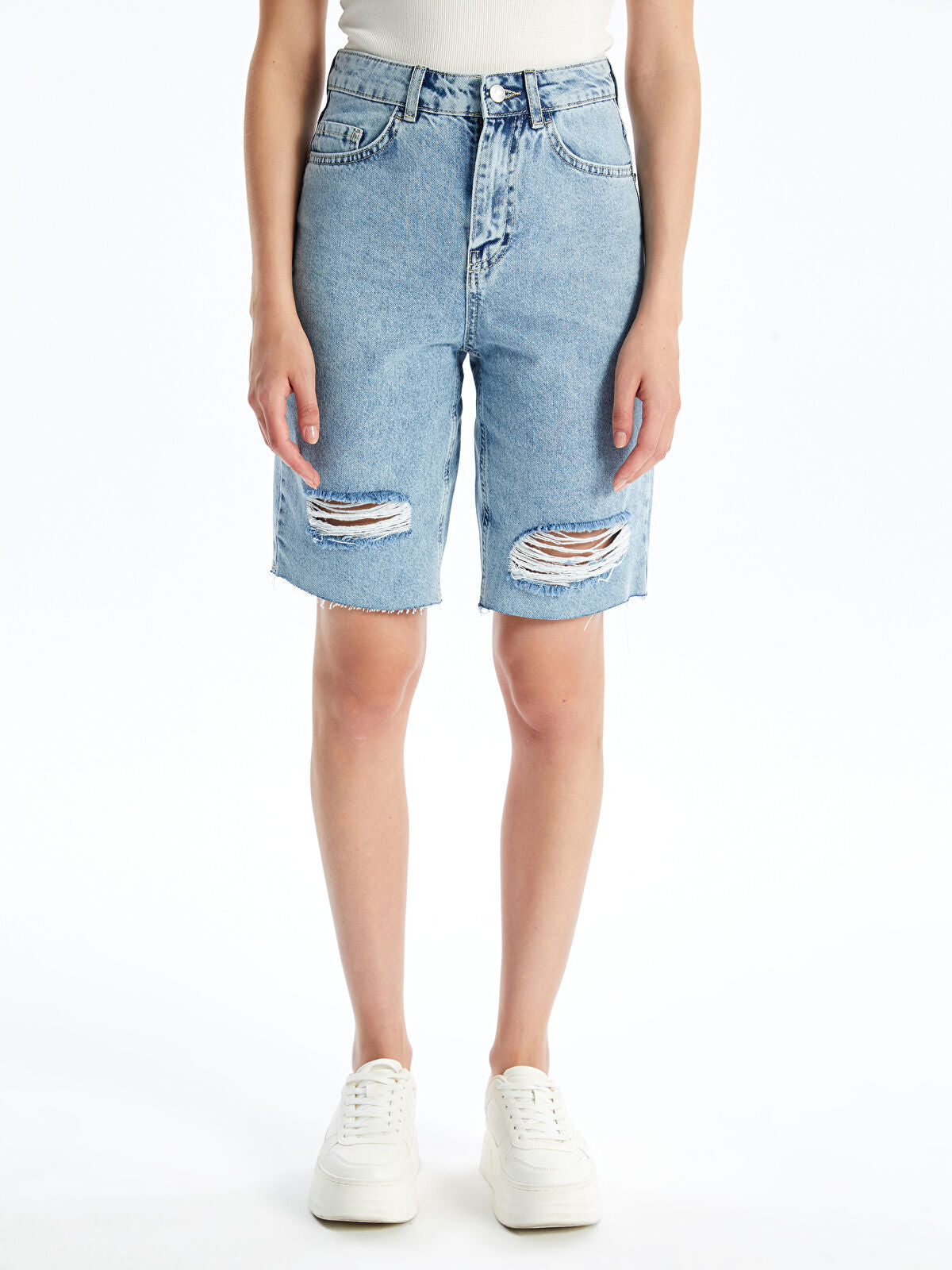 Bermuda Fit Ripped Women's Denim Jean Shorts