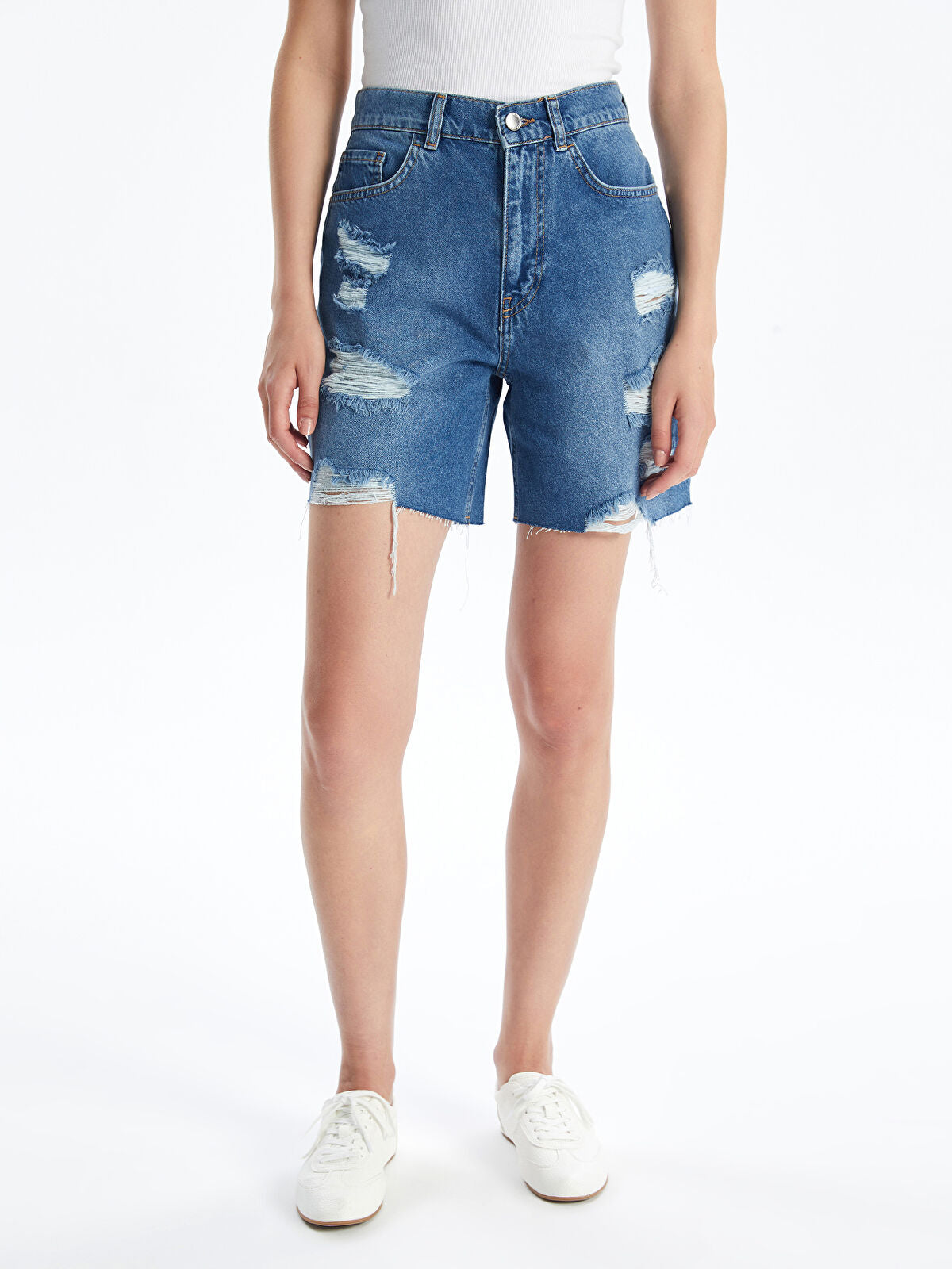 Bermuda Fit Ripped Women's Denim Jean Shorts