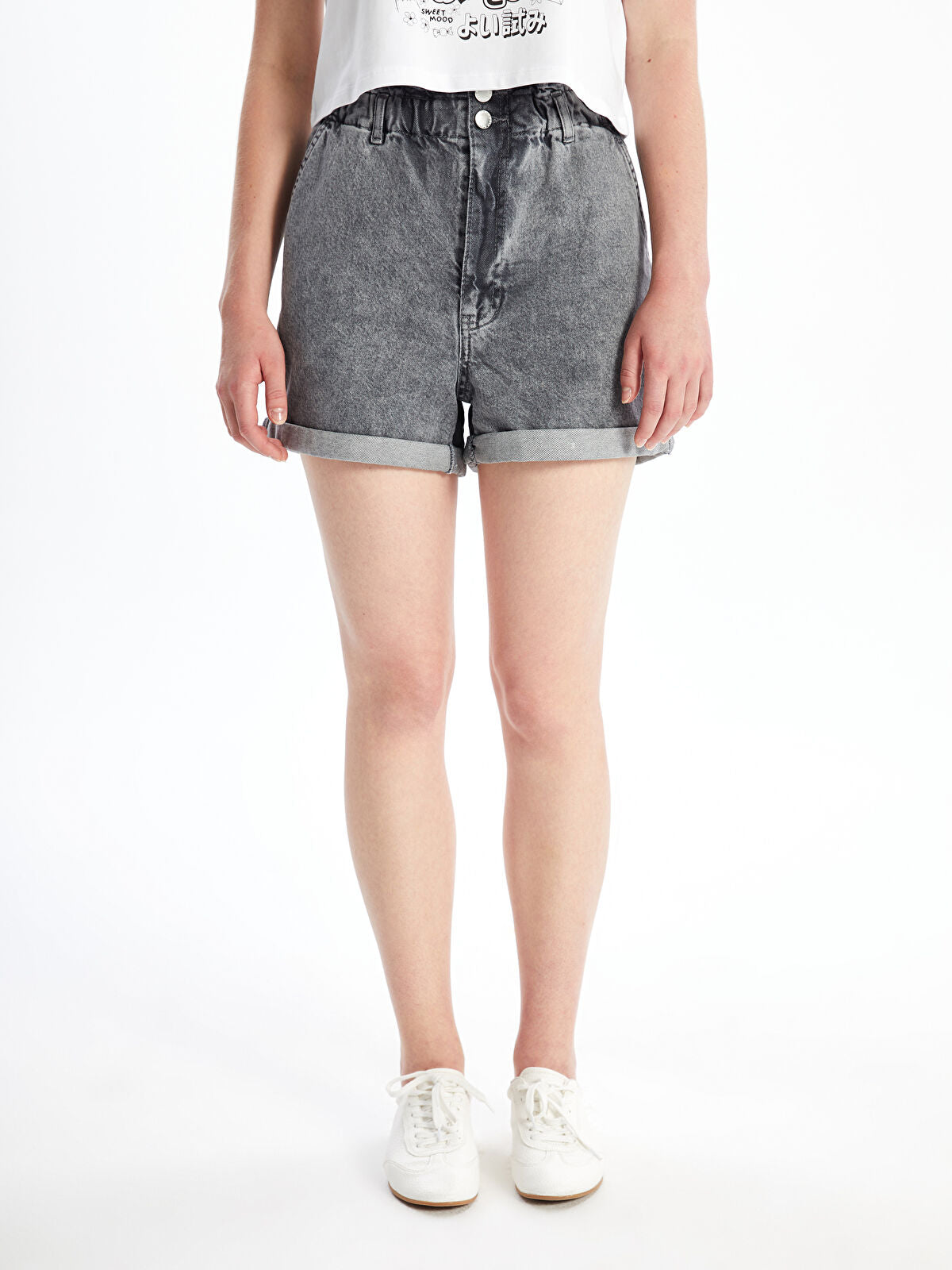 Women's Beltless Elastic Straight Jeans Shorts