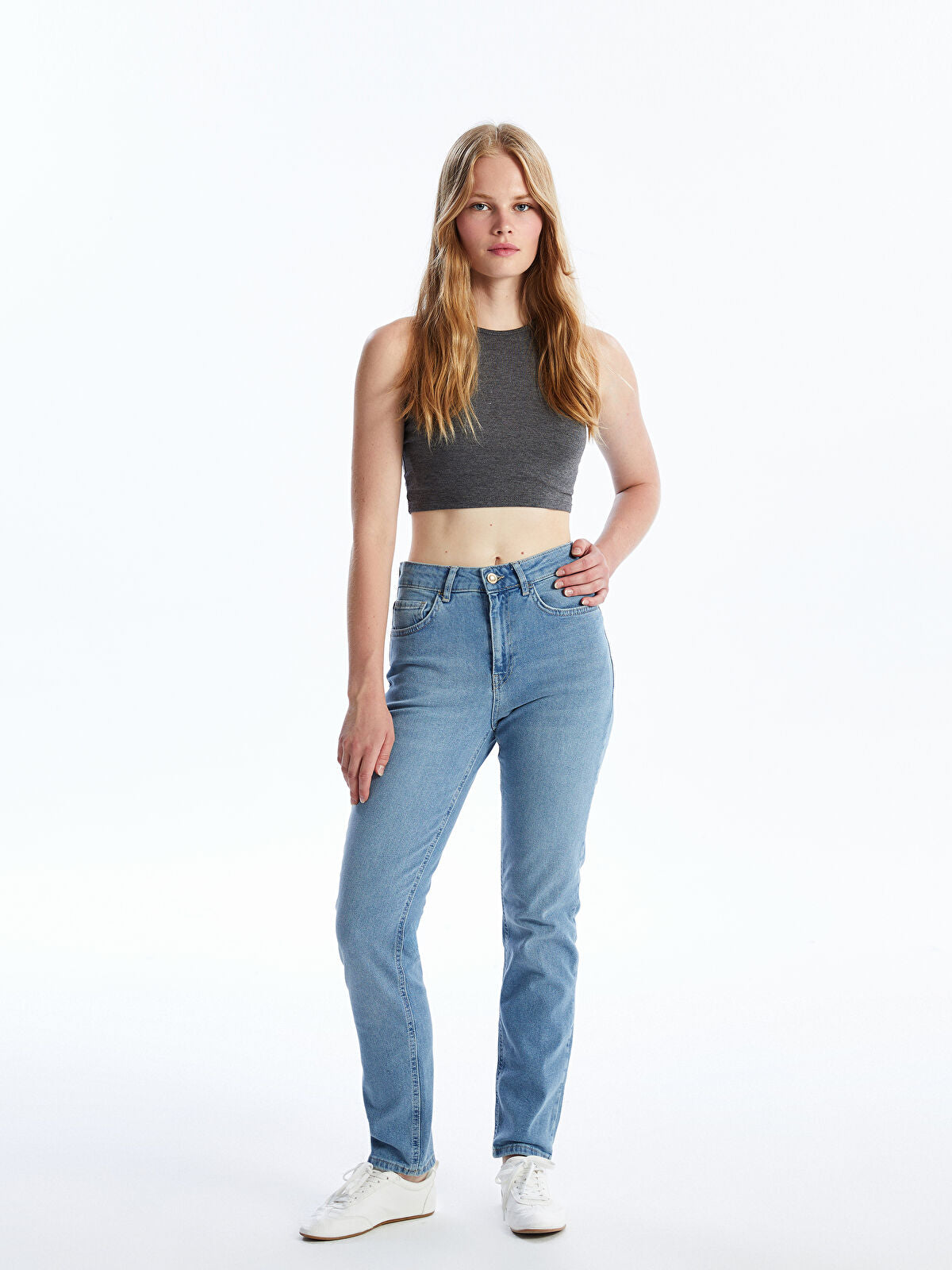 High Waist Straight Fit Women's Jeans Pants