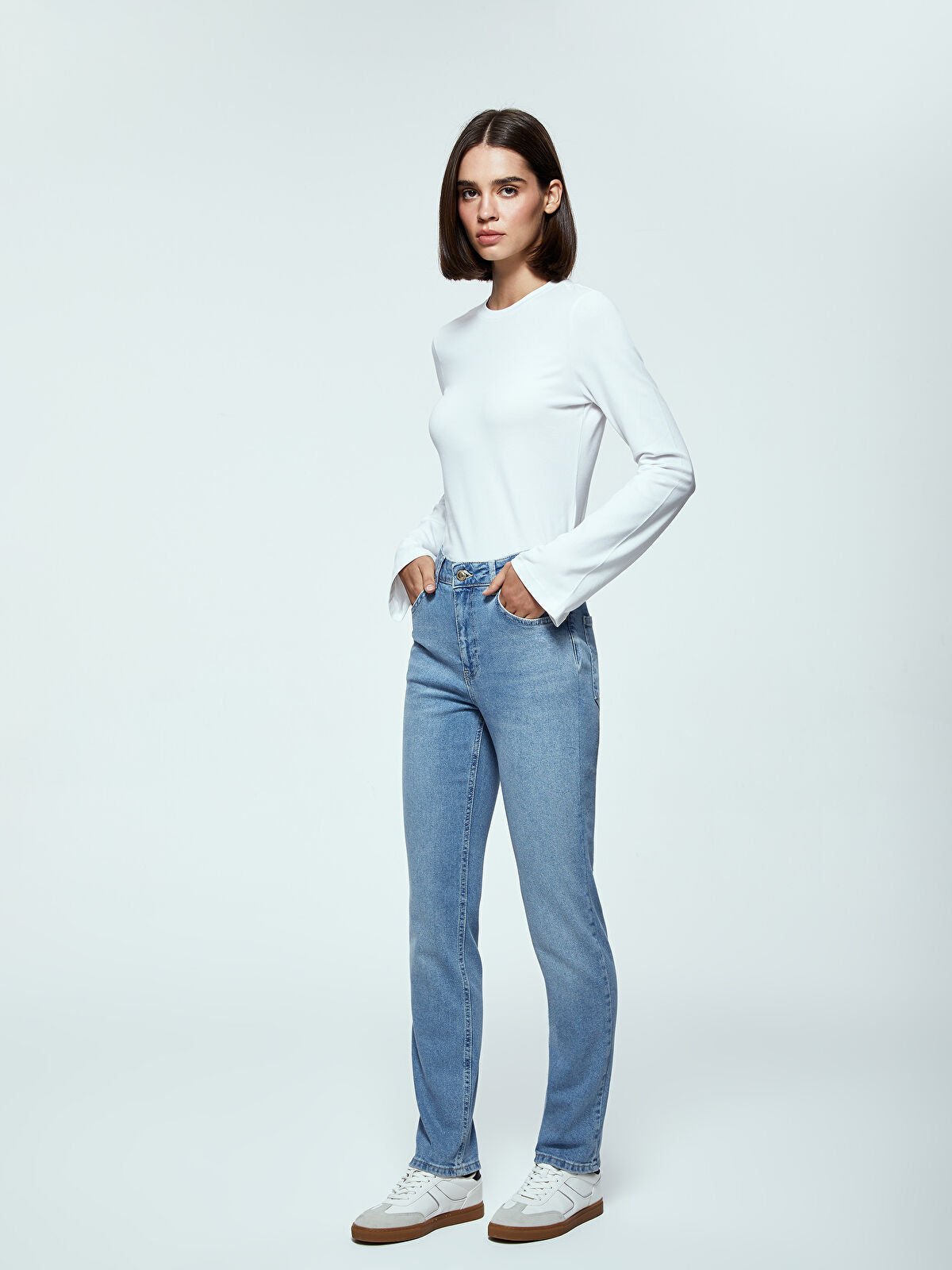 High Waist Straight Fit Women's Jeans Pants