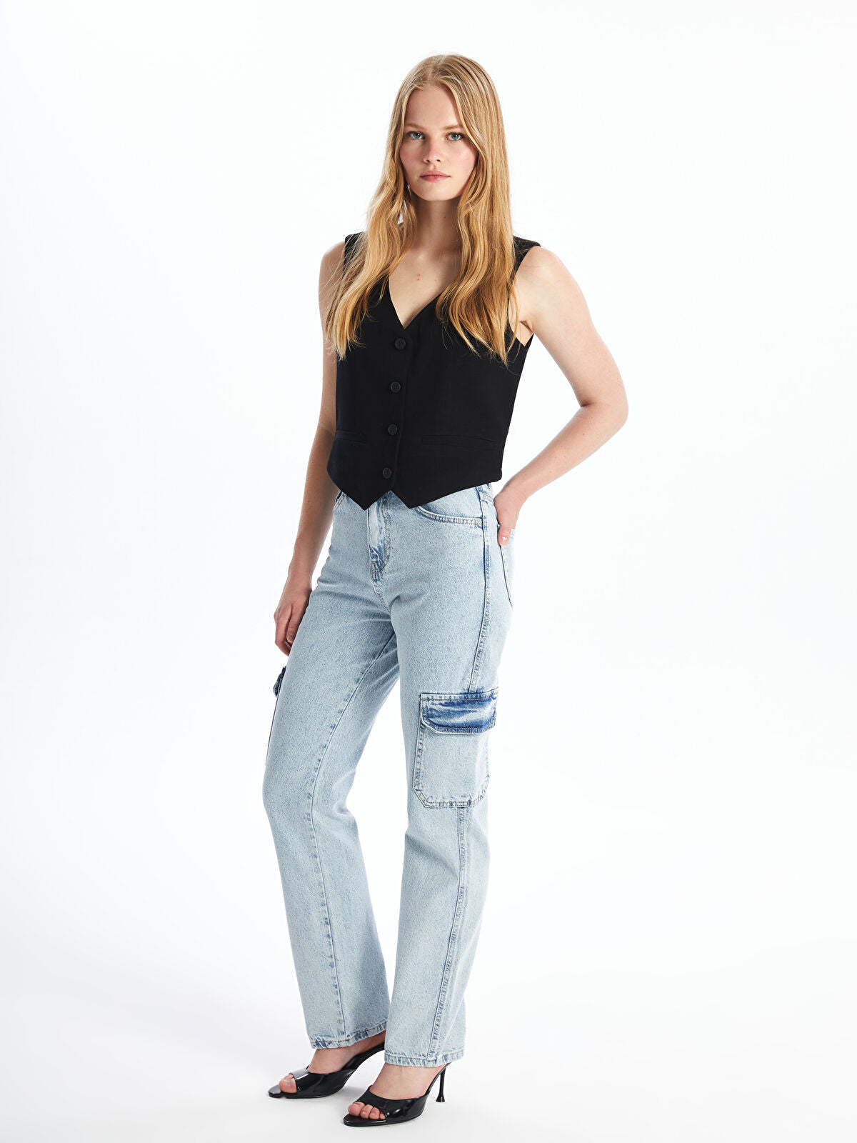 Straight Fit Women's Cargo Jean Pants