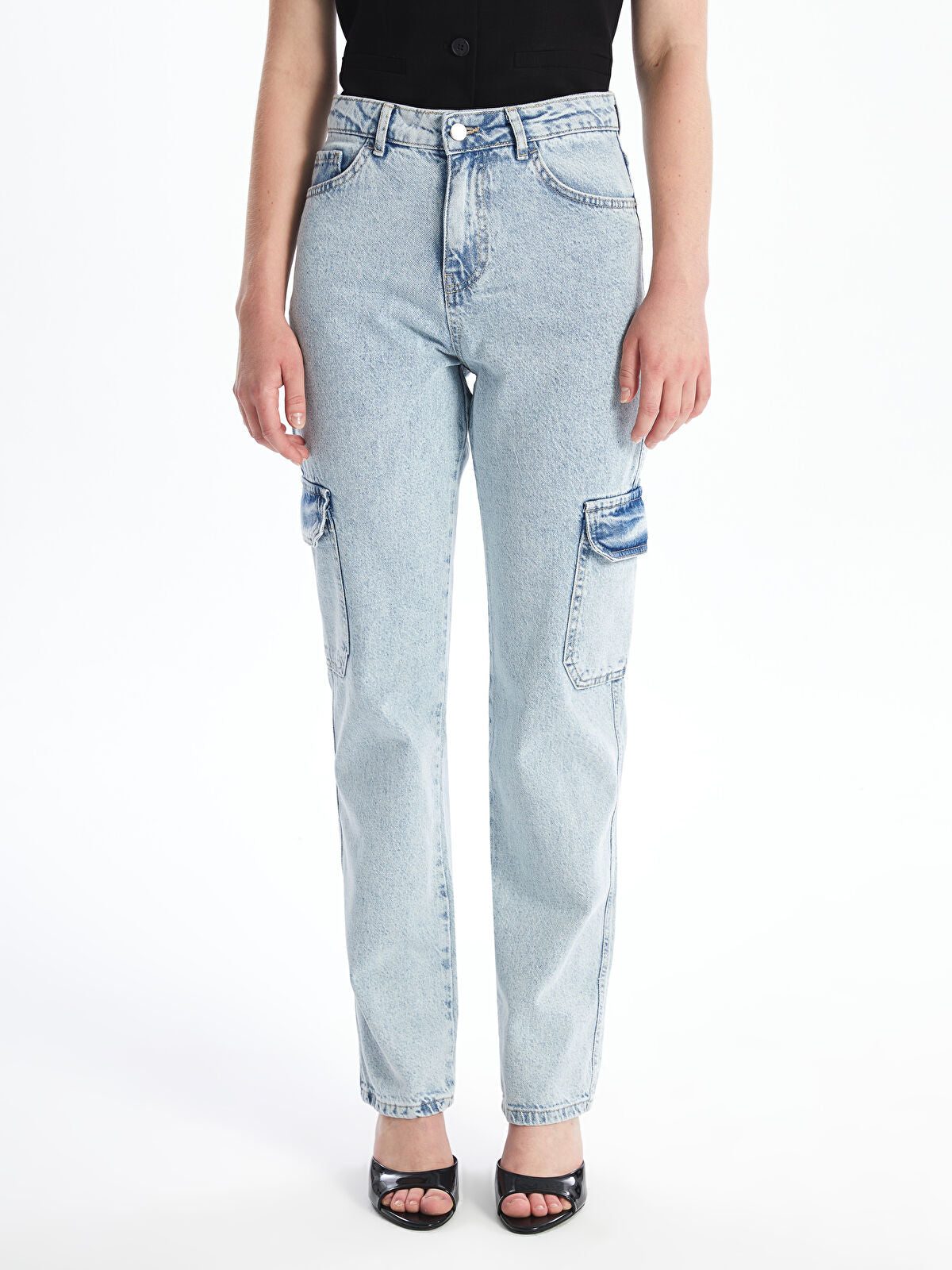 Straight Fit Women's Cargo Jean Pants
