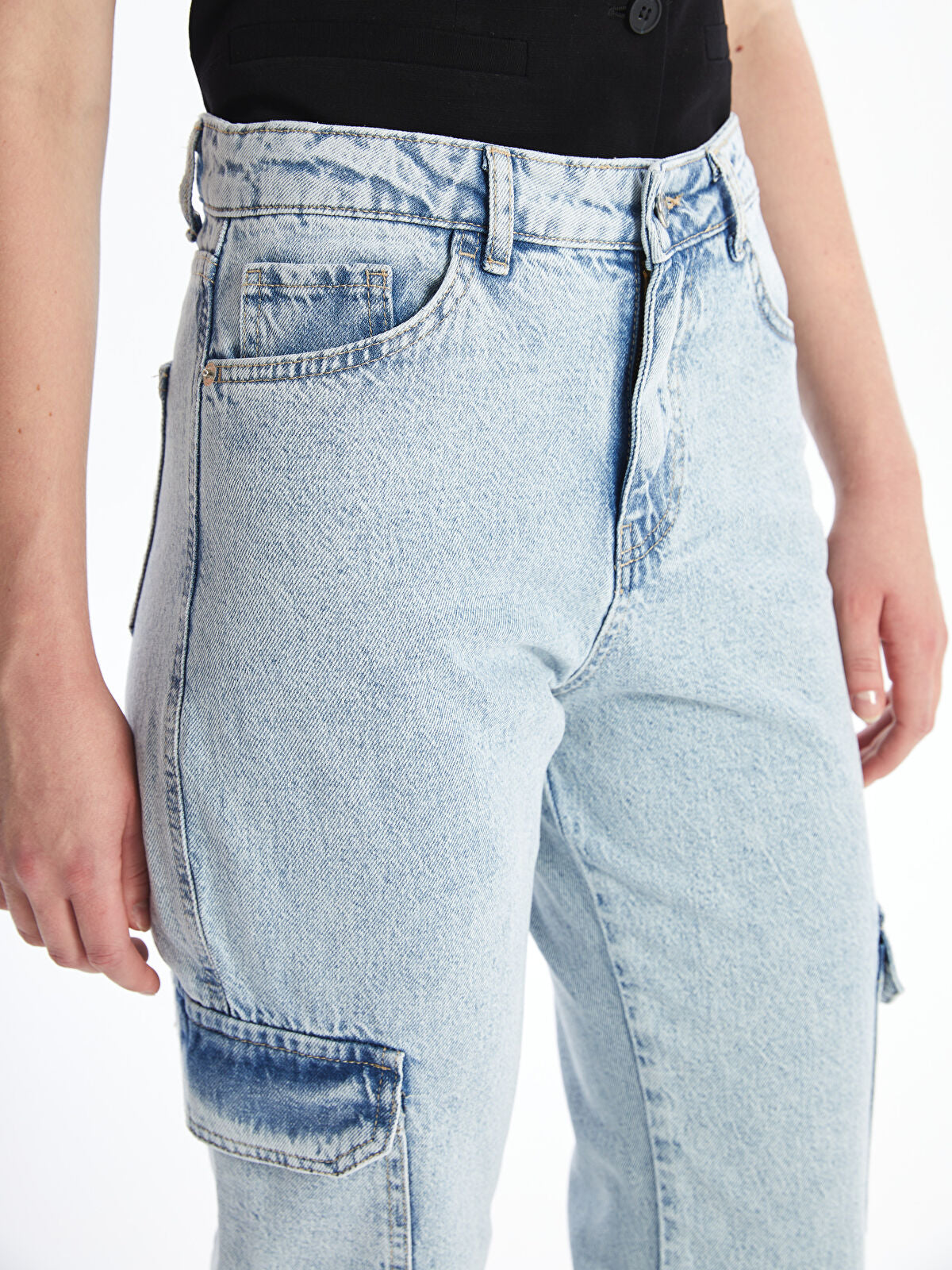 Straight Fit Women's Cargo Jean Pants