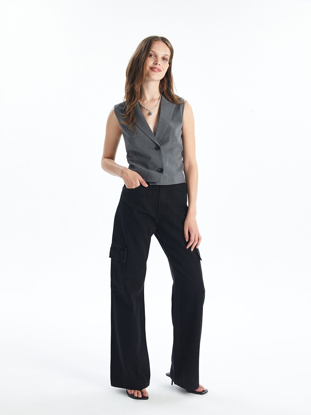 Wide-leg Women's Cargo Jean Pants