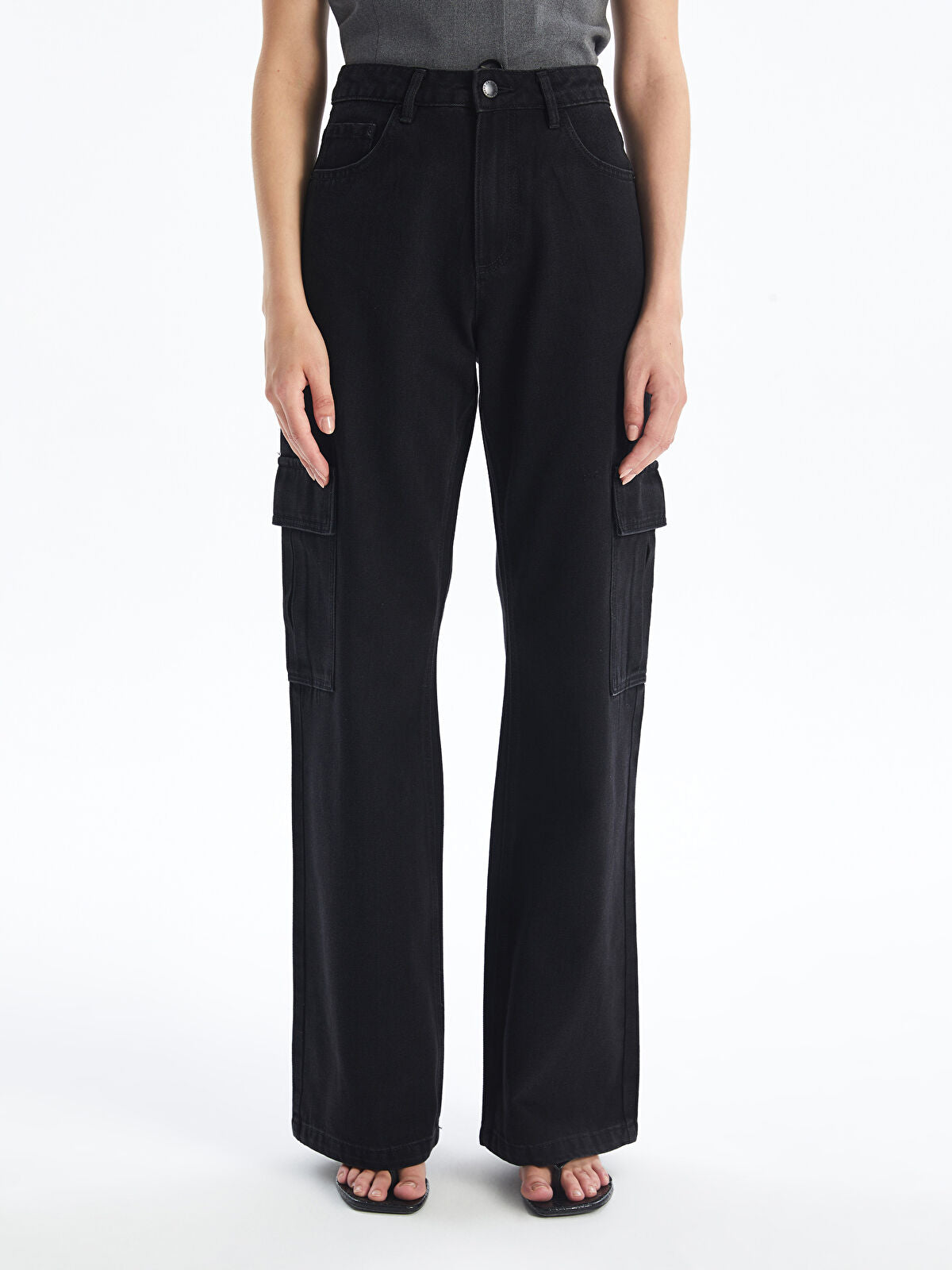 Wide-leg Women's Cargo Jean Pants