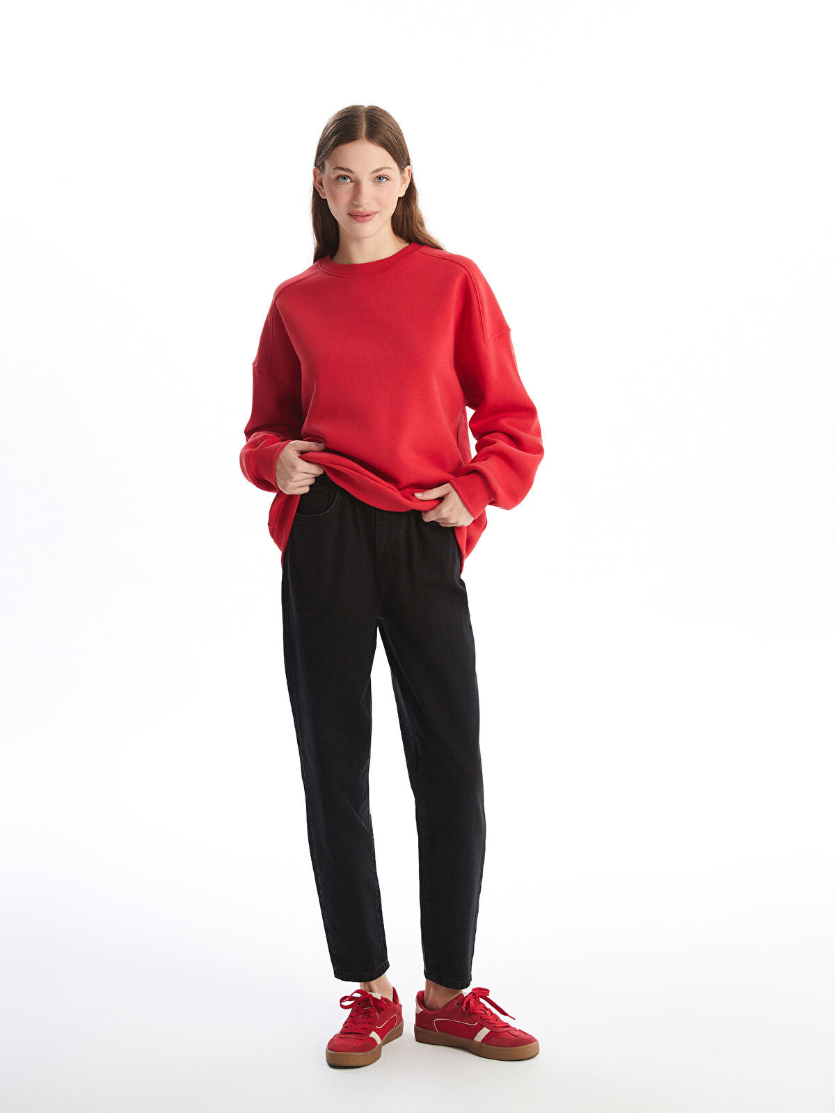 Olive Green Waist Elastic Slouchy Fit Women's Denim Jean Pants