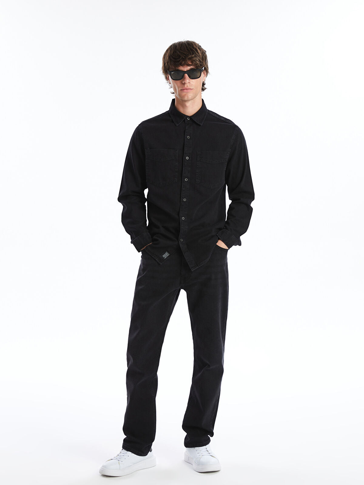 Slim Fit Long Sleeved Men's Jean Shirt