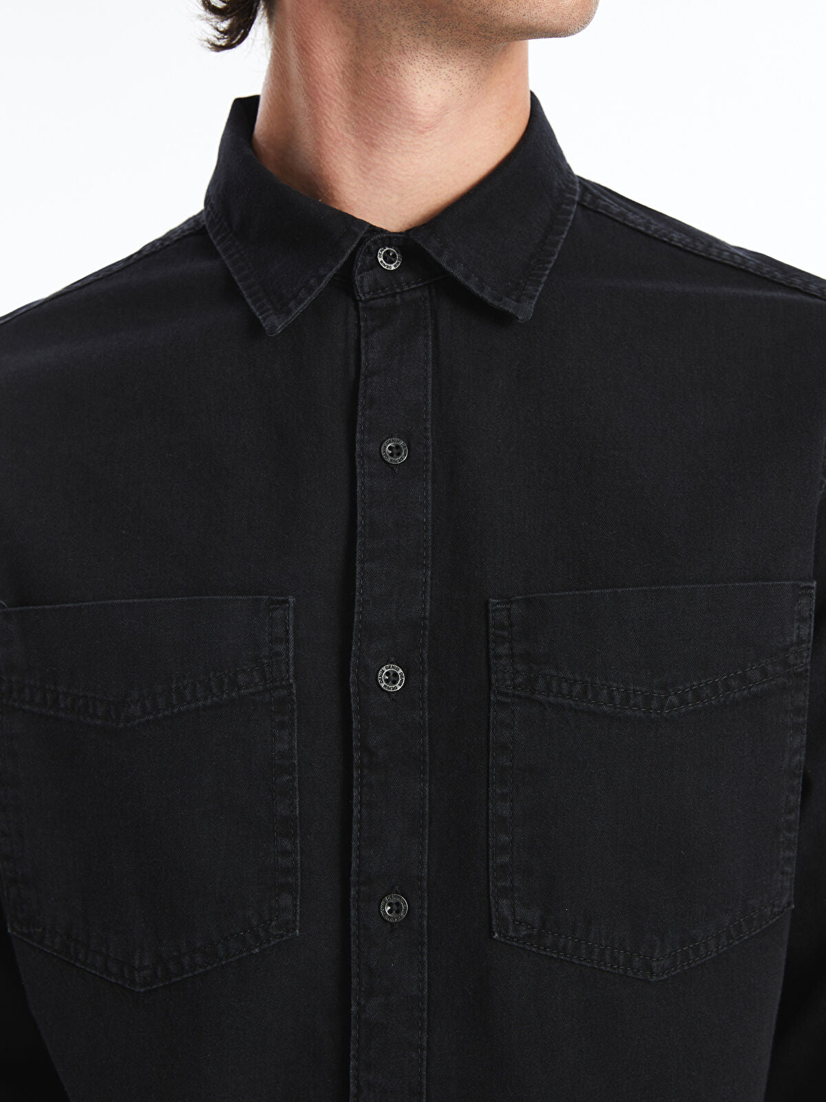 Slim Fit Long Sleeved Men's Jean Shirt