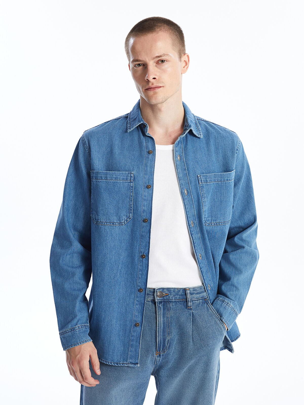 Regular Fit Long Sleeve Men's Jeans T-shirt