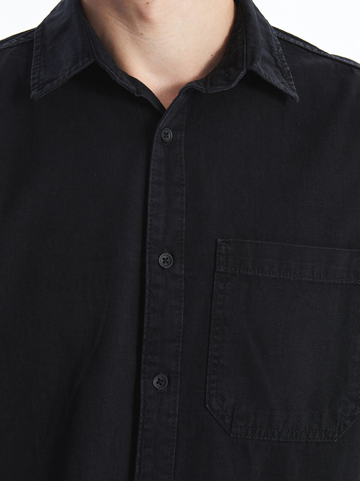 Comfortable Long-Sleeve Men's Jean Dress Shirt