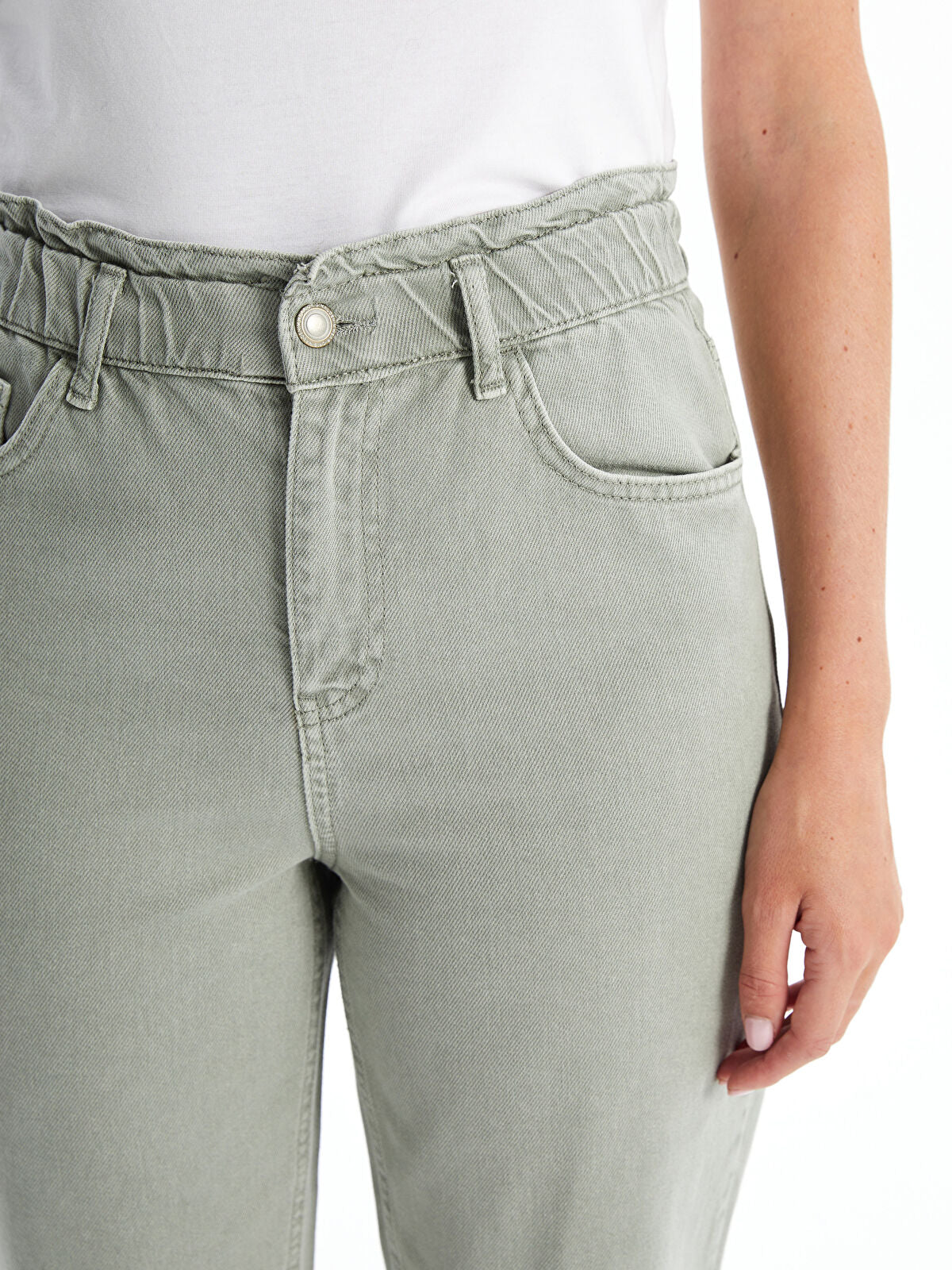 Straight Waistband Elastic Slouchy Fit Women's Jeans
