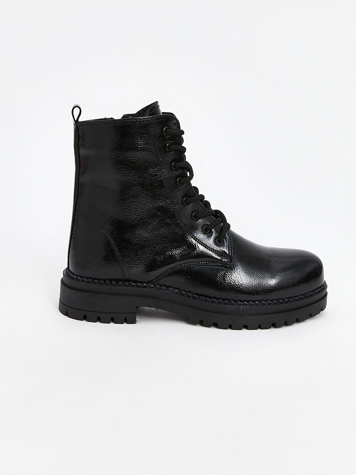 Buckle and Strap Leather-Look Women's Ankle Boot