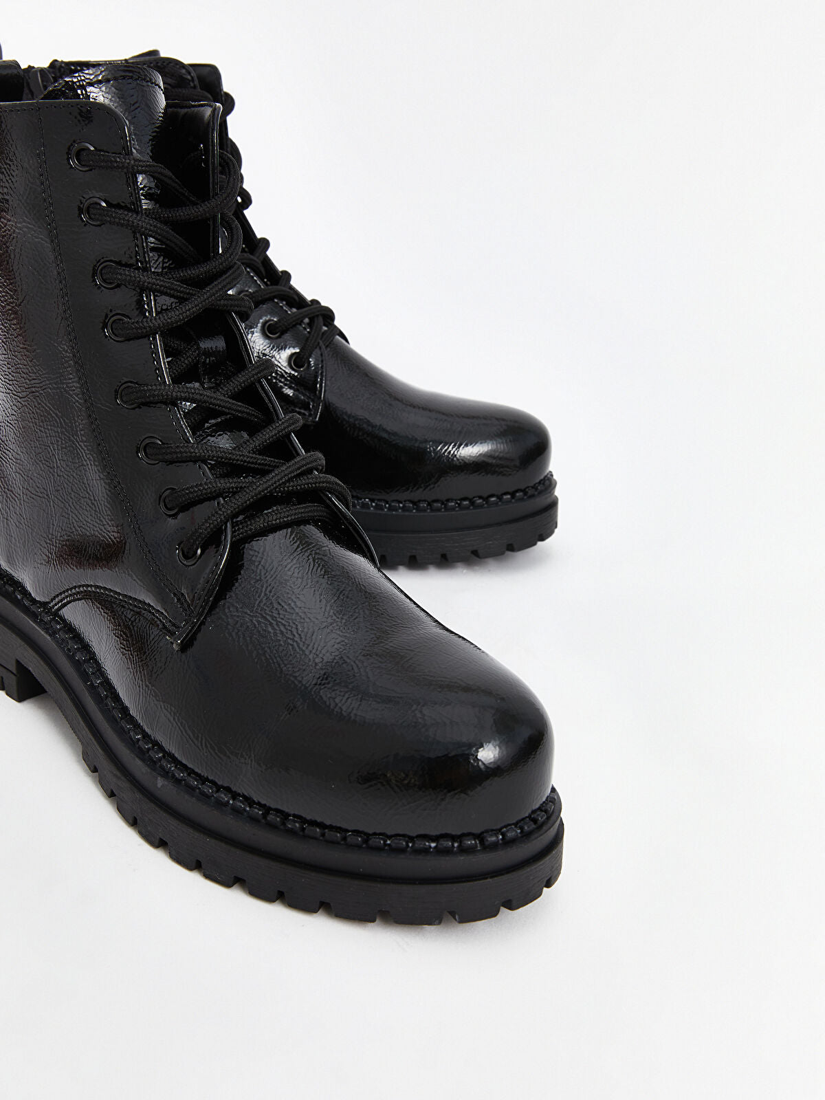 Buckle and Strap Leather-Look Women's Ankle Boot