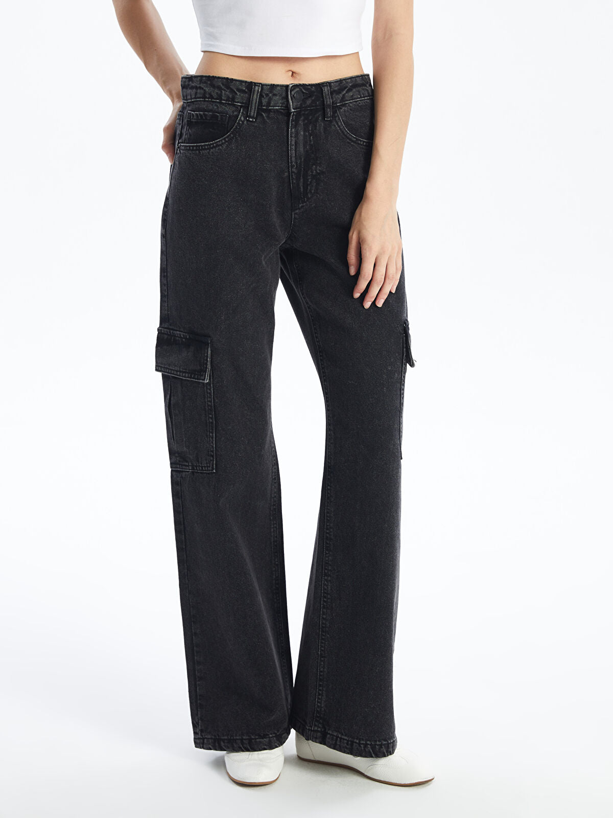 Wide Leg Women's Cargo Jeans Pants